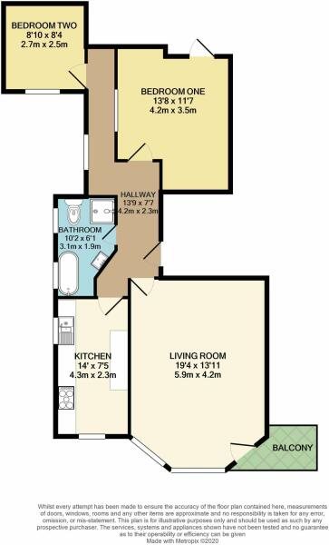 2 bed flat to rent in Alton Road - Property floorplan