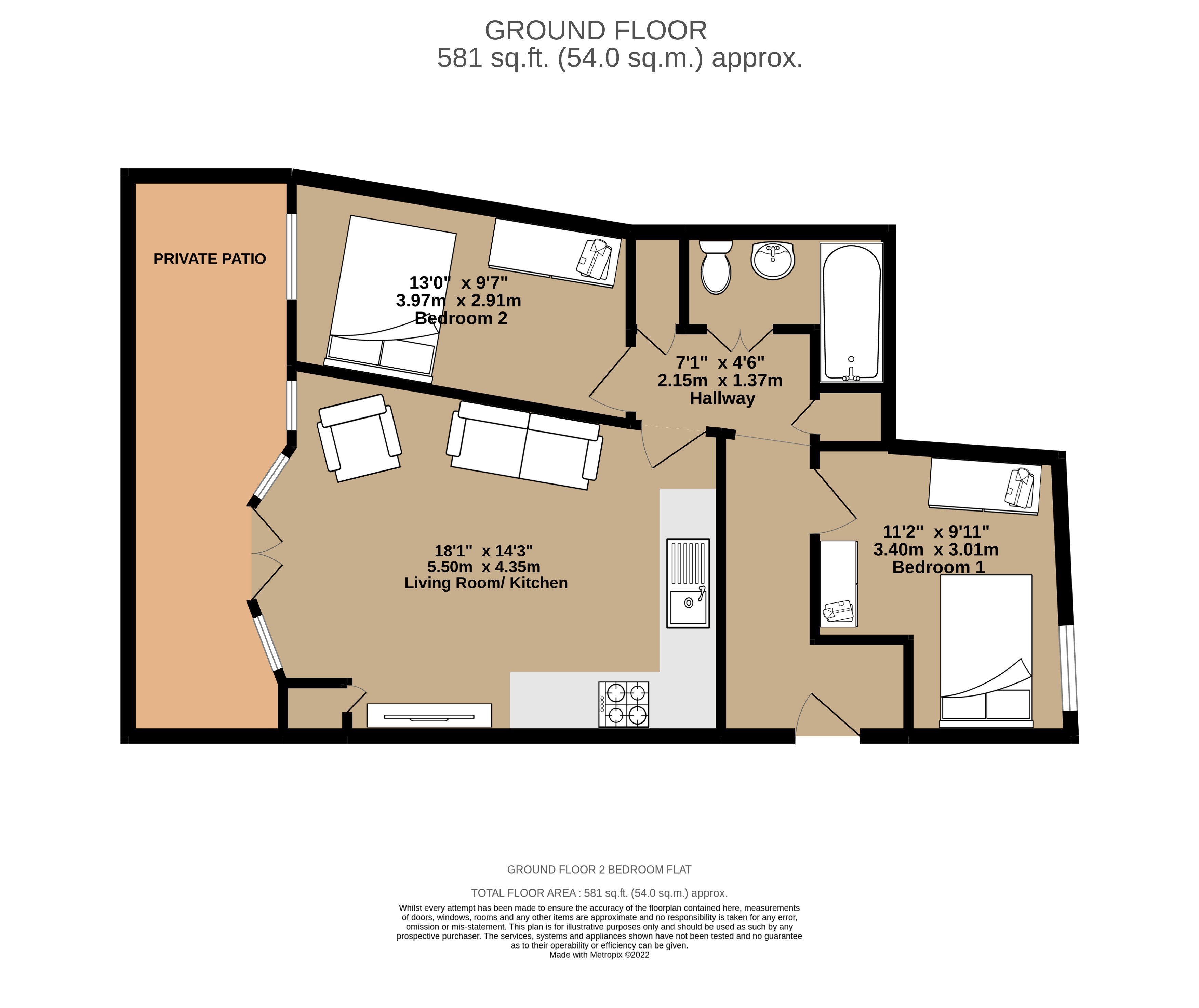 2 bed flat for sale in Norwich Avenue, Bournemouth - Property floorplan