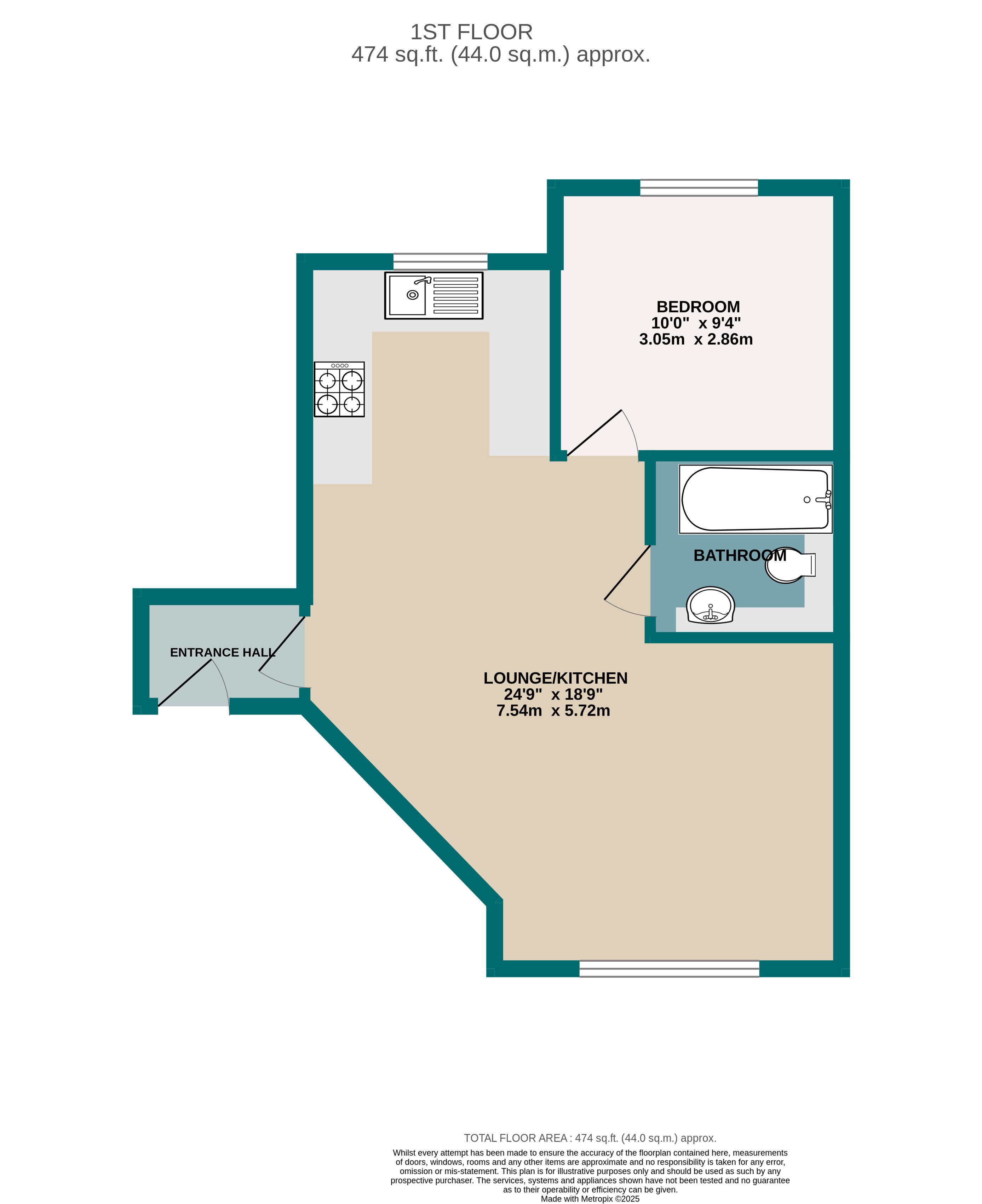 1 bed flat for sale in Grand Avenue, Bournemouth - Property floorplan