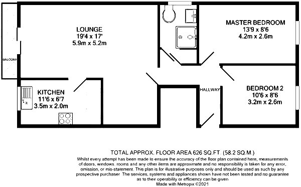 2 bed flat for sale in Suffolk Road - Property floorplan