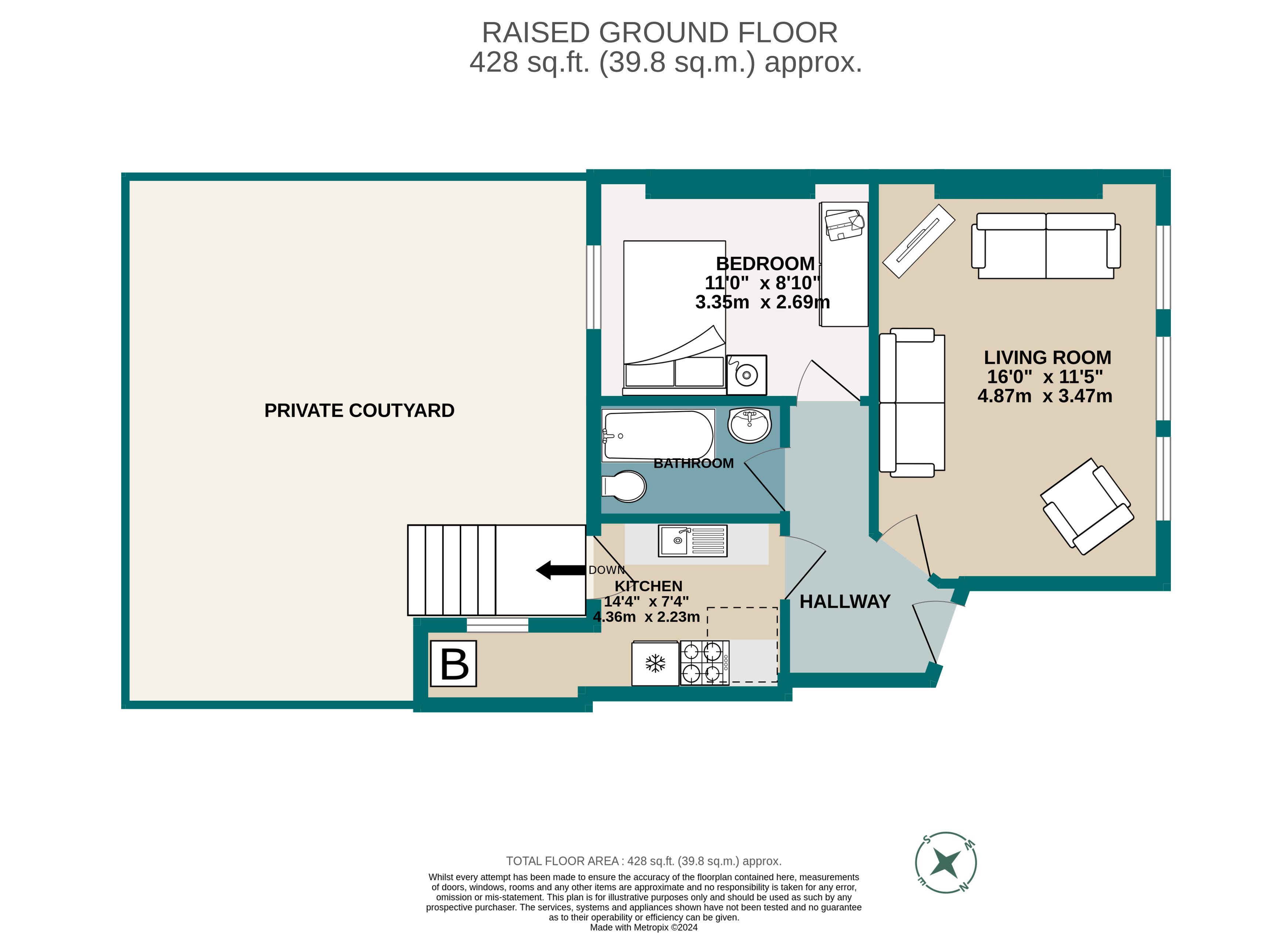 1 bed ground floor flat for sale in Verulam Place - Property floorplan