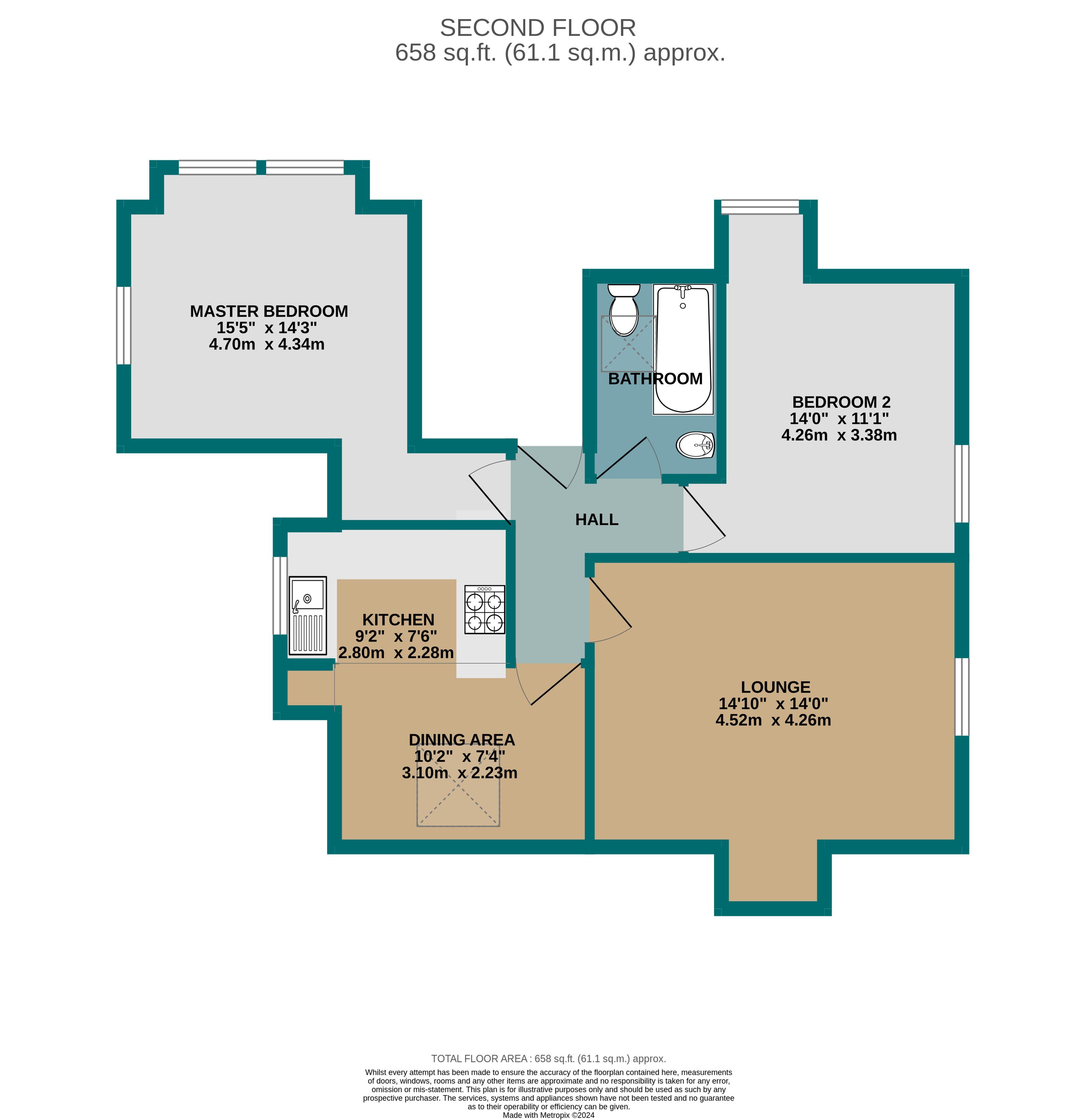 2 bed flat for sale in Westby Road, Bournemouth - Property floorplan