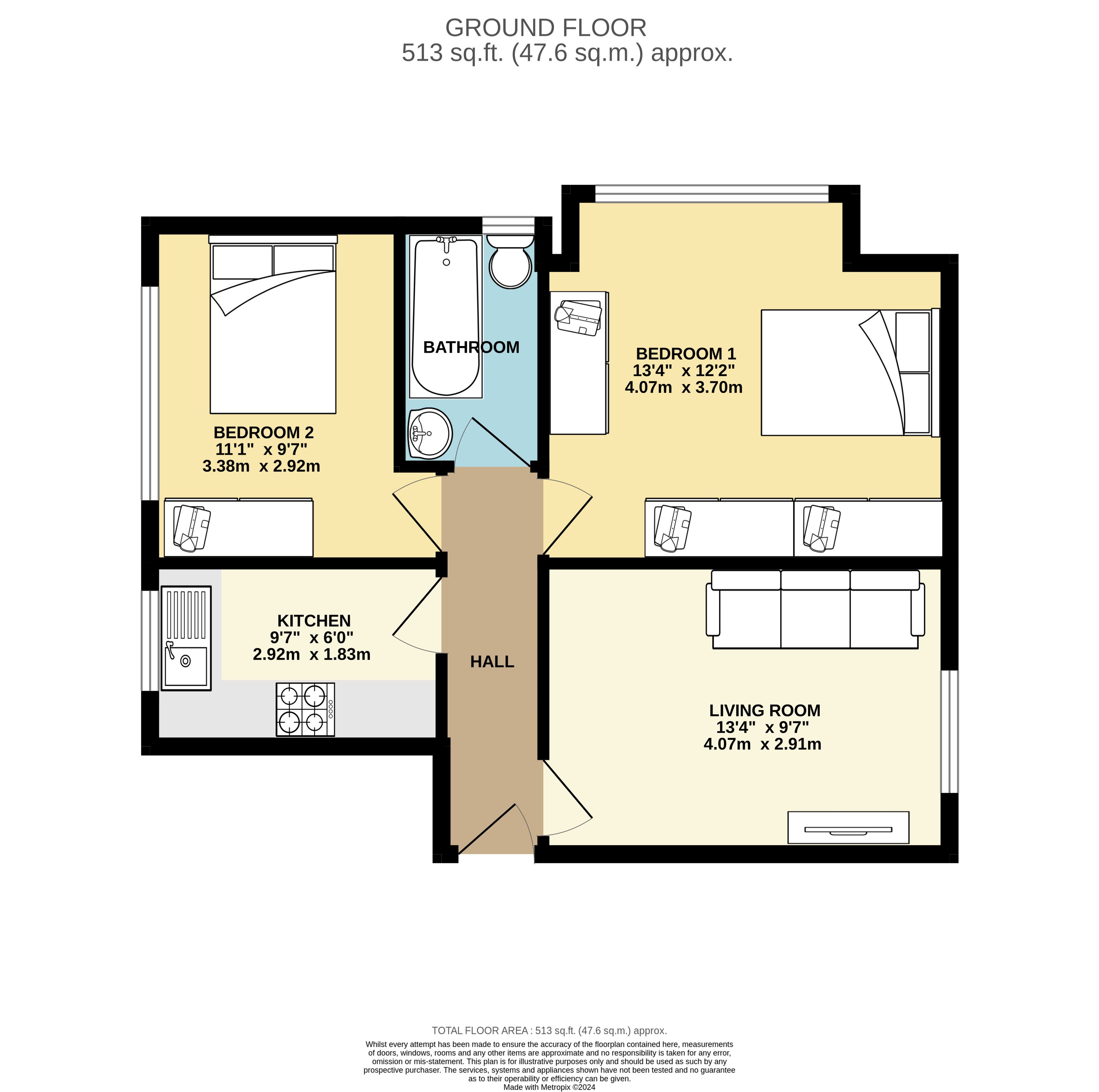 2 bed flat for sale in Beechey Road, Bournemouth - Property floorplan