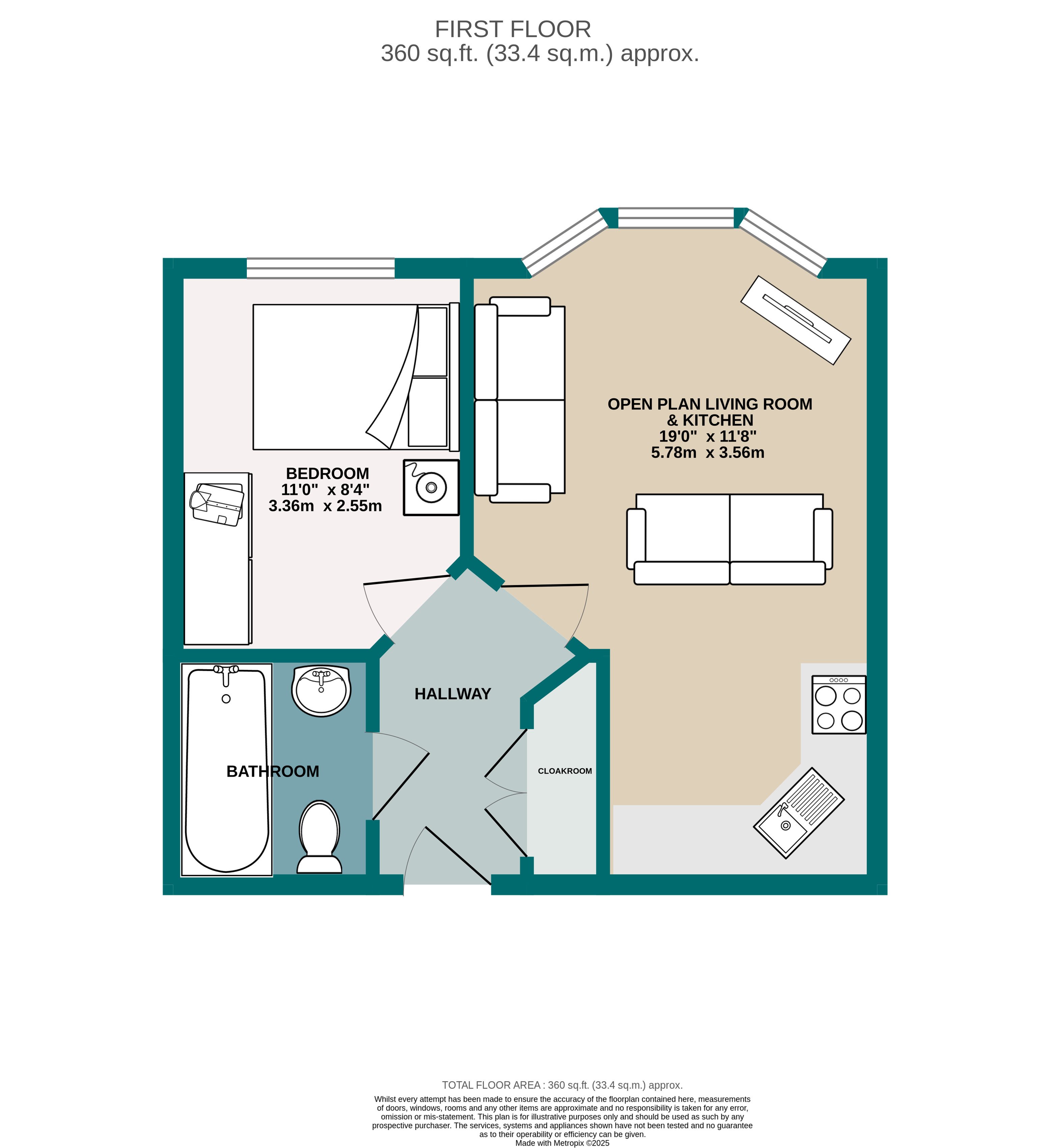 1 bed flat for sale in Talbot Road, Bournemouth - Property floorplan