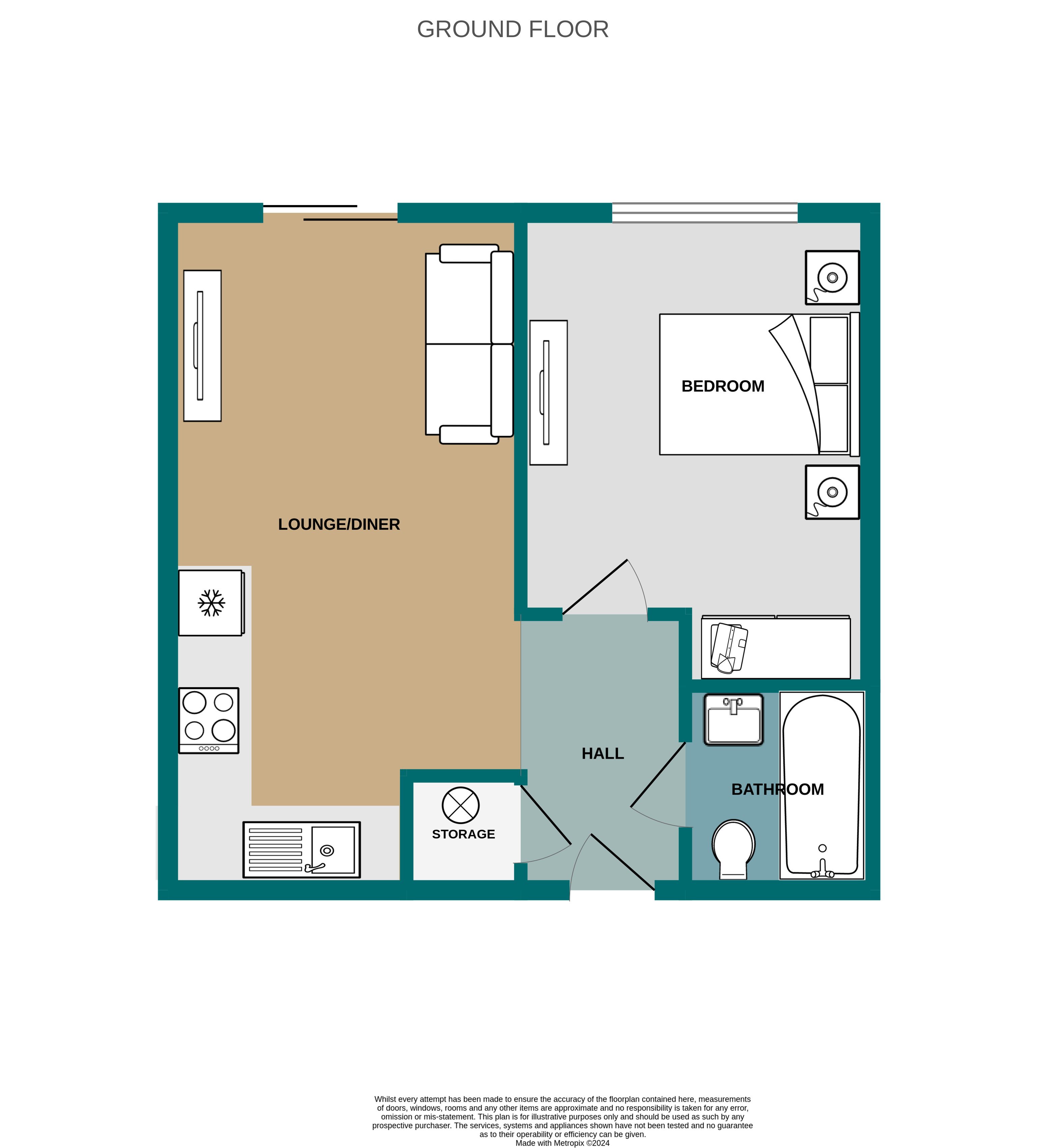 1 bed flat for sale in Albert Road, Bournemouth - Property floorplan