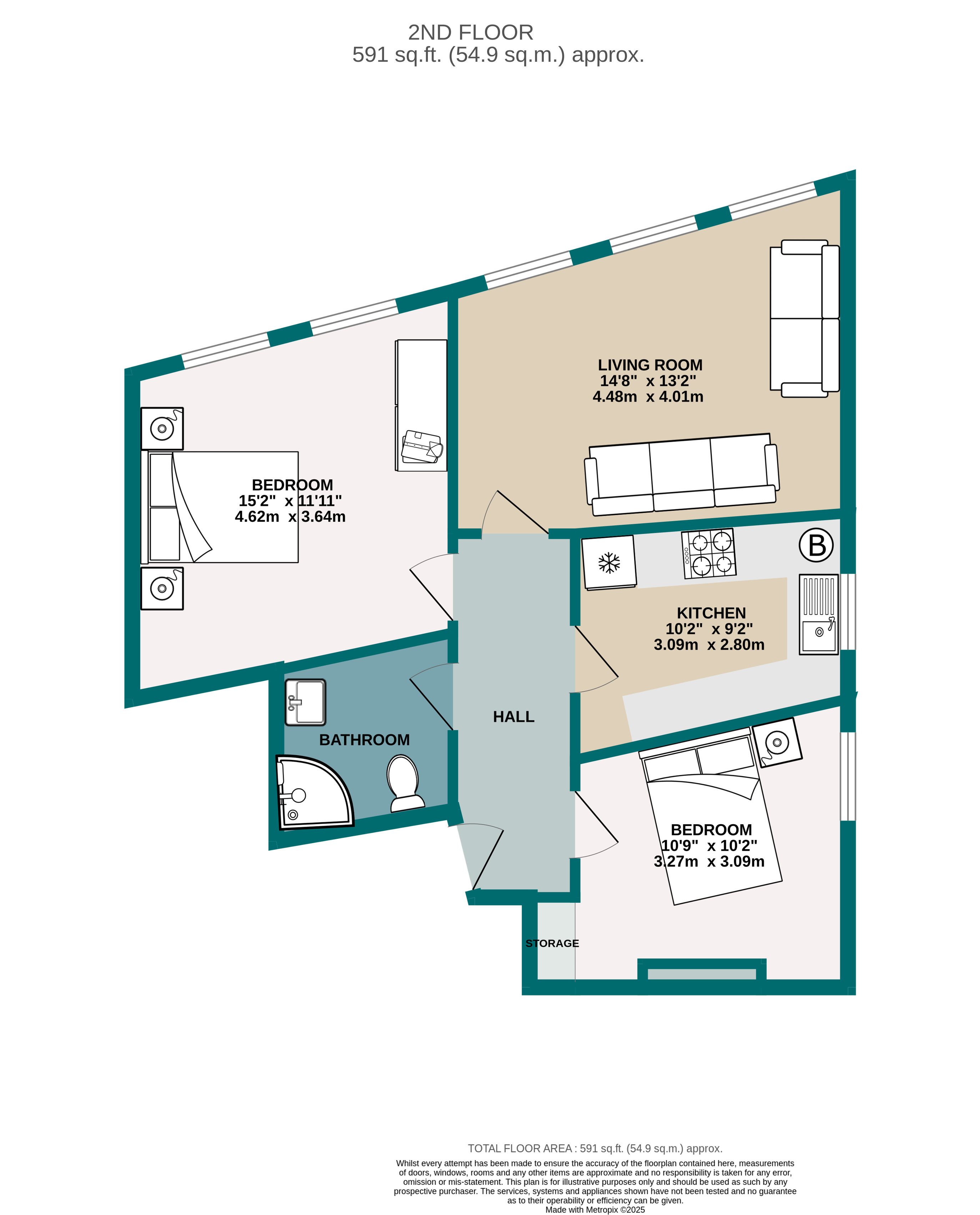 2 bed flat for sale in Commercial Road, Bournemouth - Property floorplan