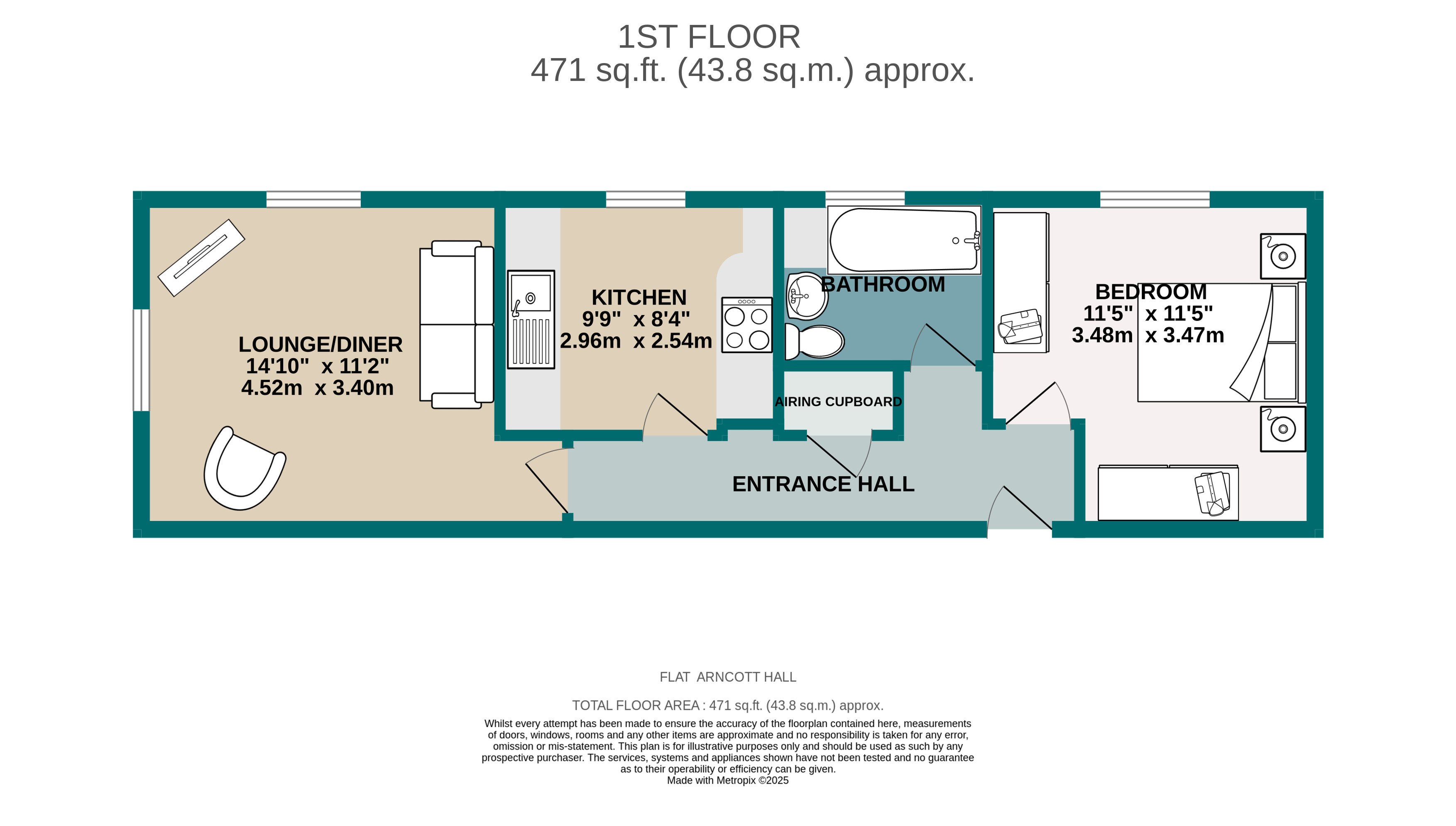 1 bed flat for sale in Poole Road, Bournemouth - Property floorplan