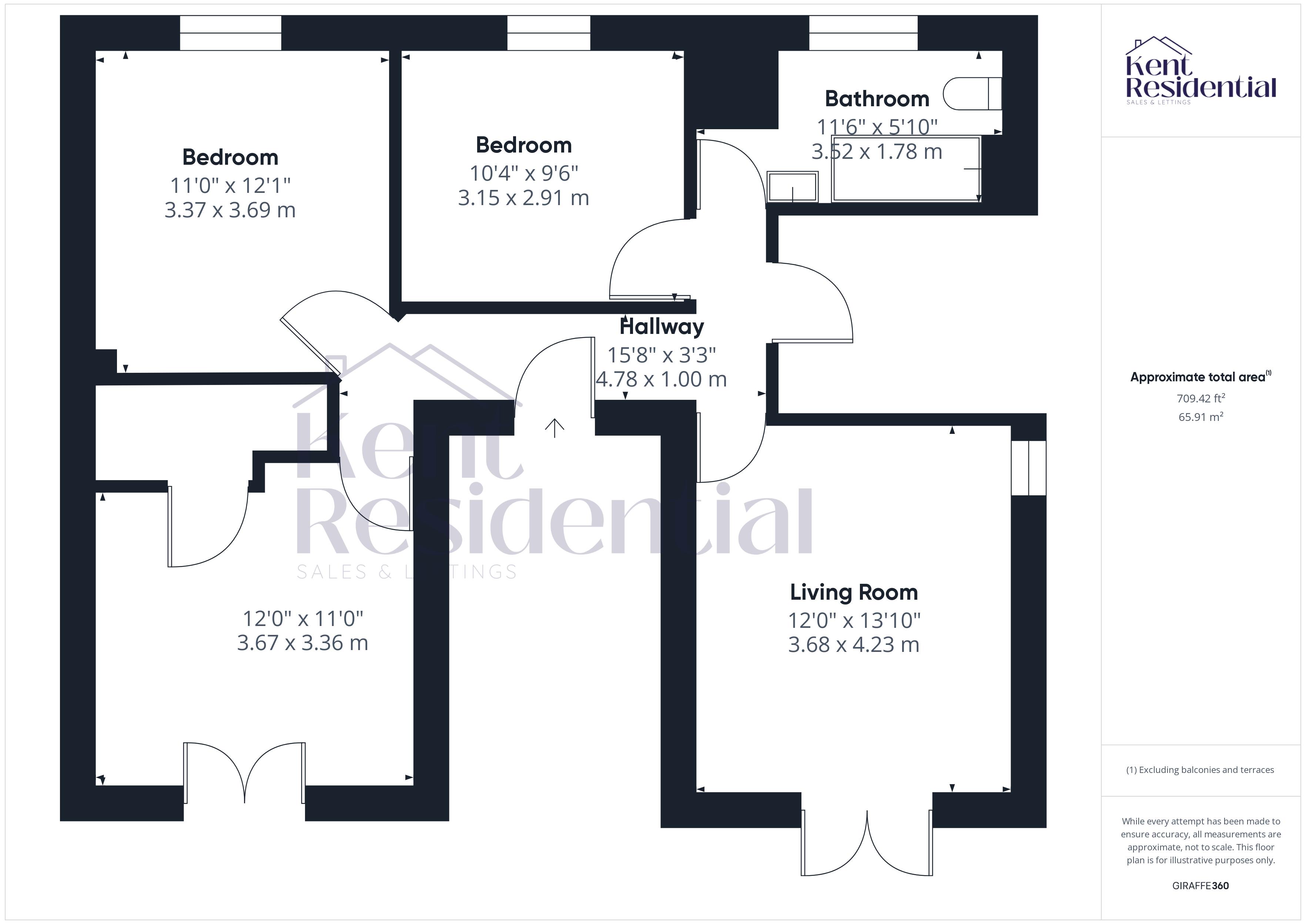 3 bed flat to rent in Goldcrest Drive, Chatham - Property floorplan