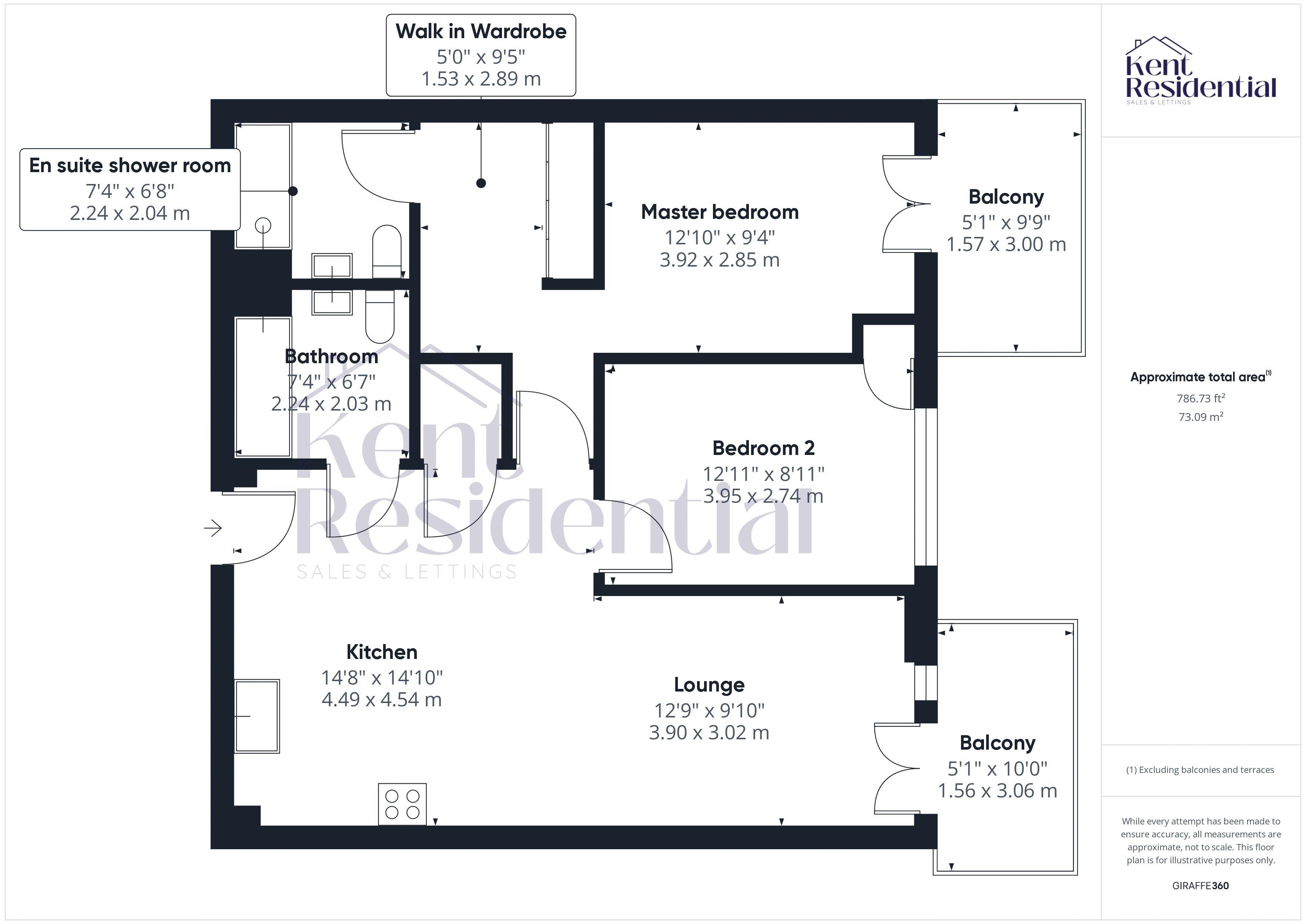 2 bed flat to rent in Adeline Heights, Maidstone - Property floorplan