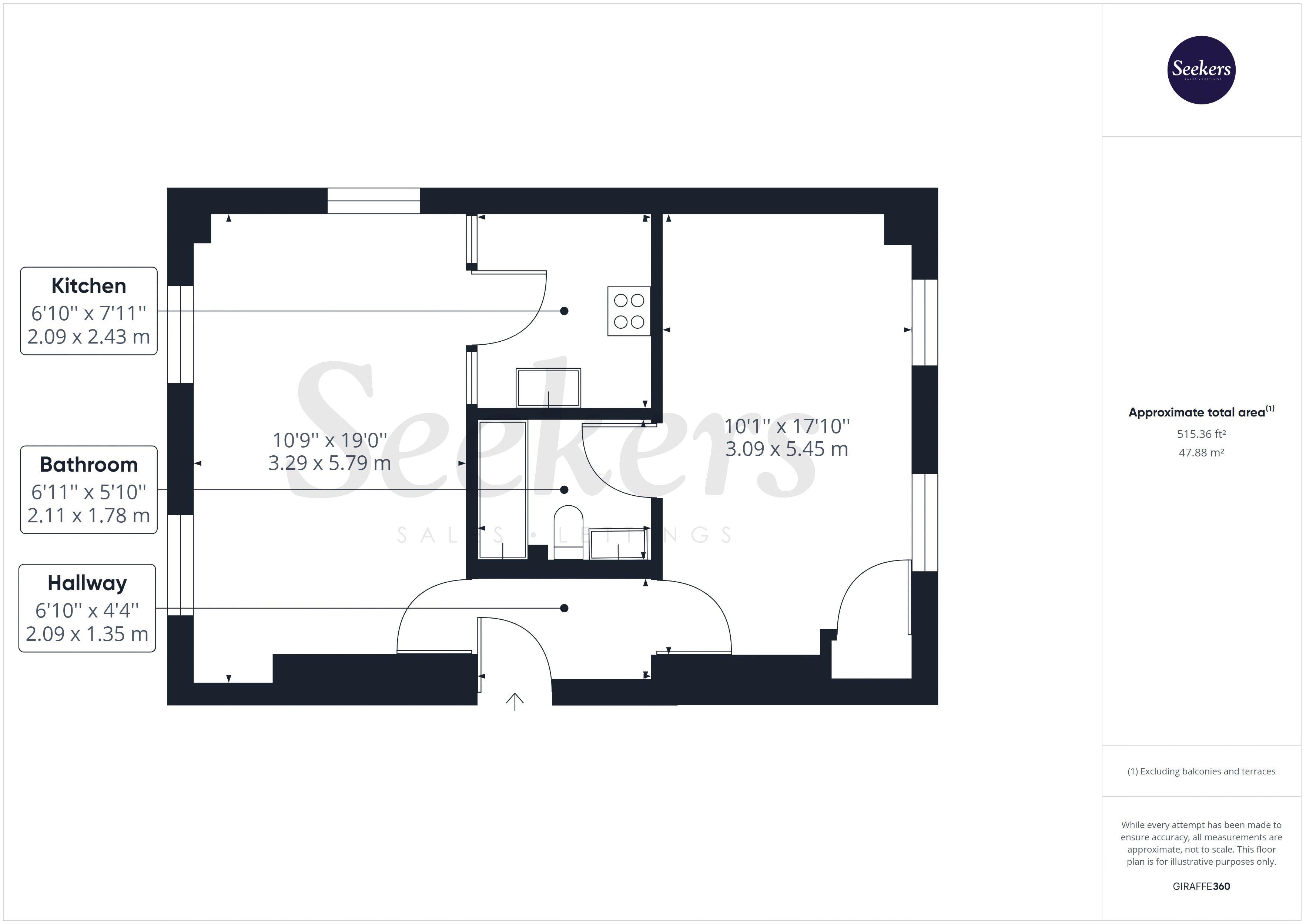 1 bed flat for sale in Medway Heights, Chatham - Property floorplan