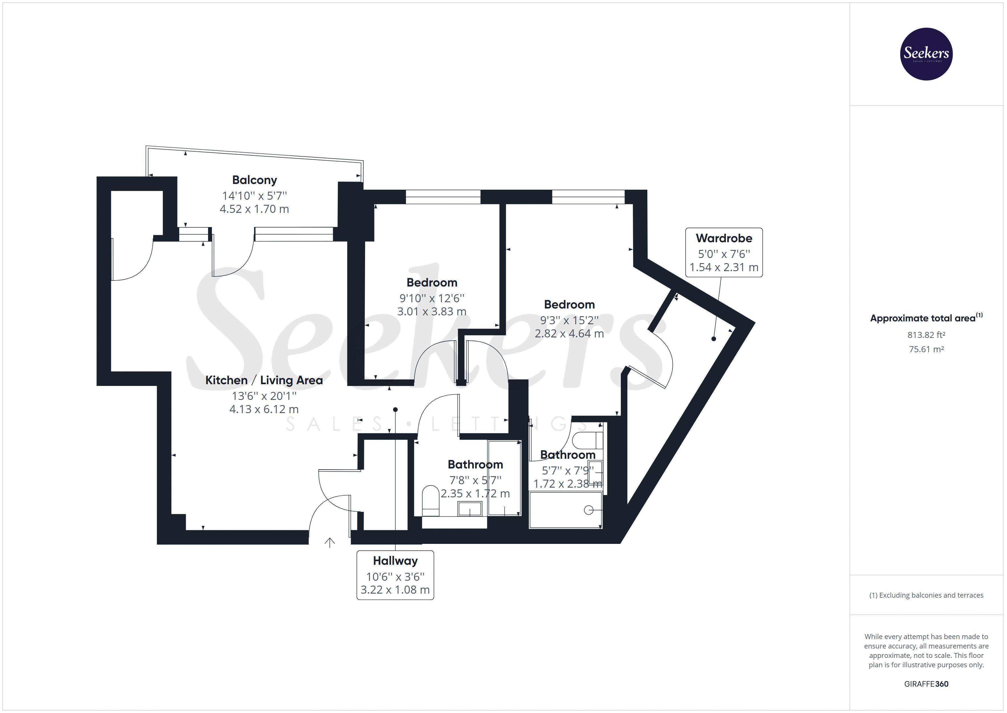 2 bed flat for sale in Claribel Court, Maidstone - Property floorplan