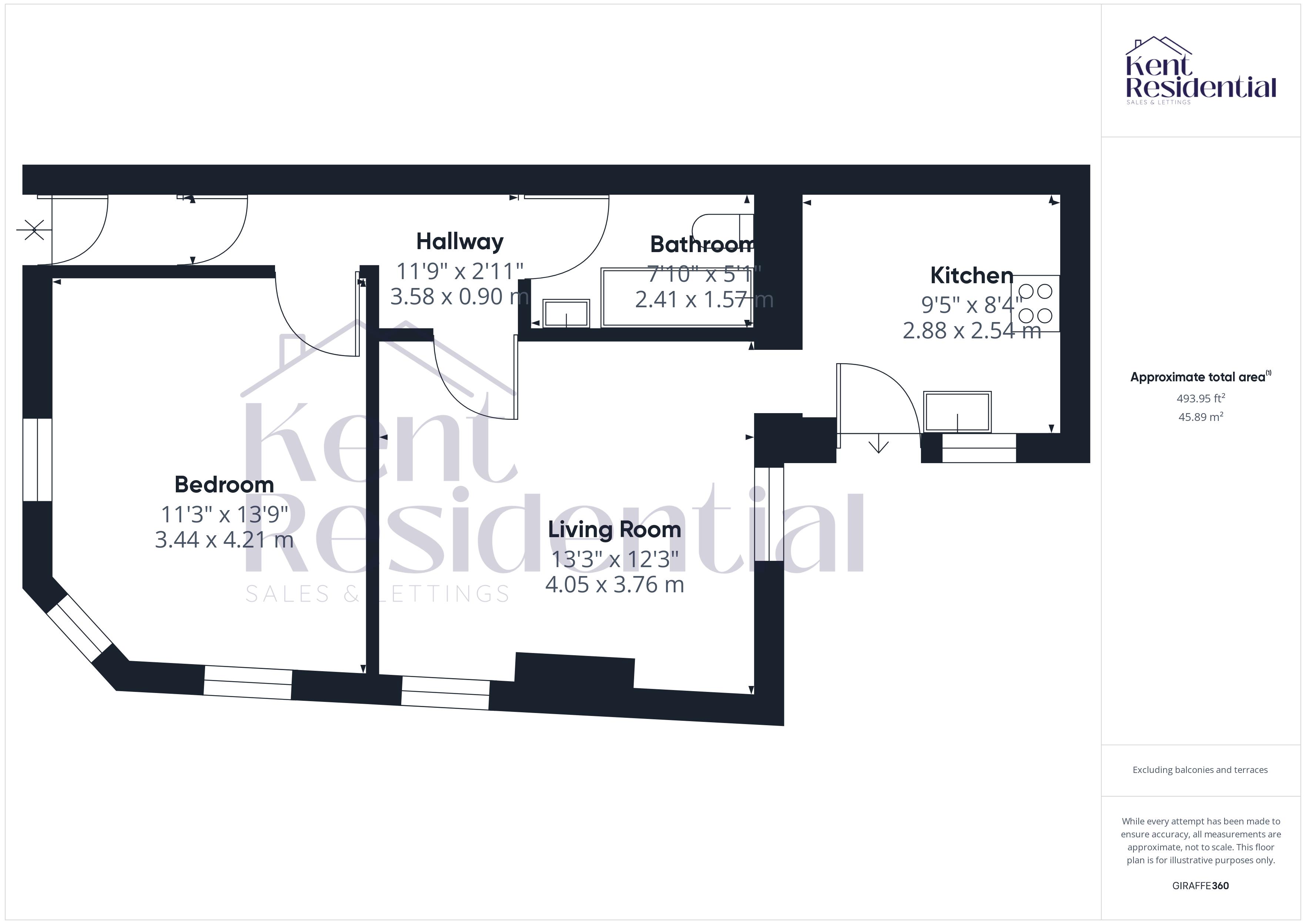 1 bed flat for sale in Glanville Road, Rochester - Property floorplan