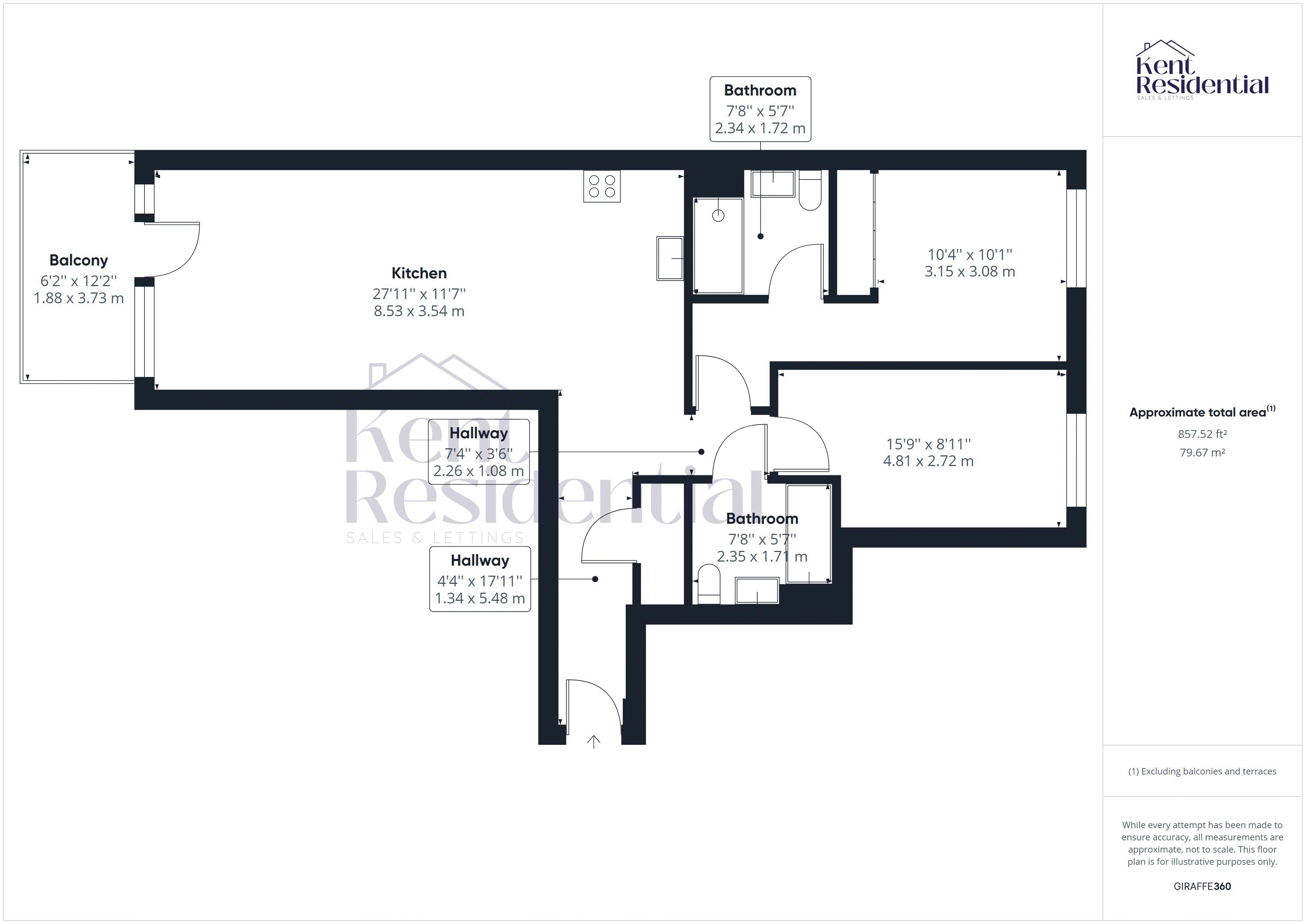 2 bed flat for sale in Claribel Court, Maidstone - Property floorplan