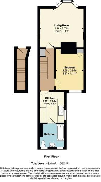1 bed flat to rent in Church Terrace, Chatham - Property floorplan