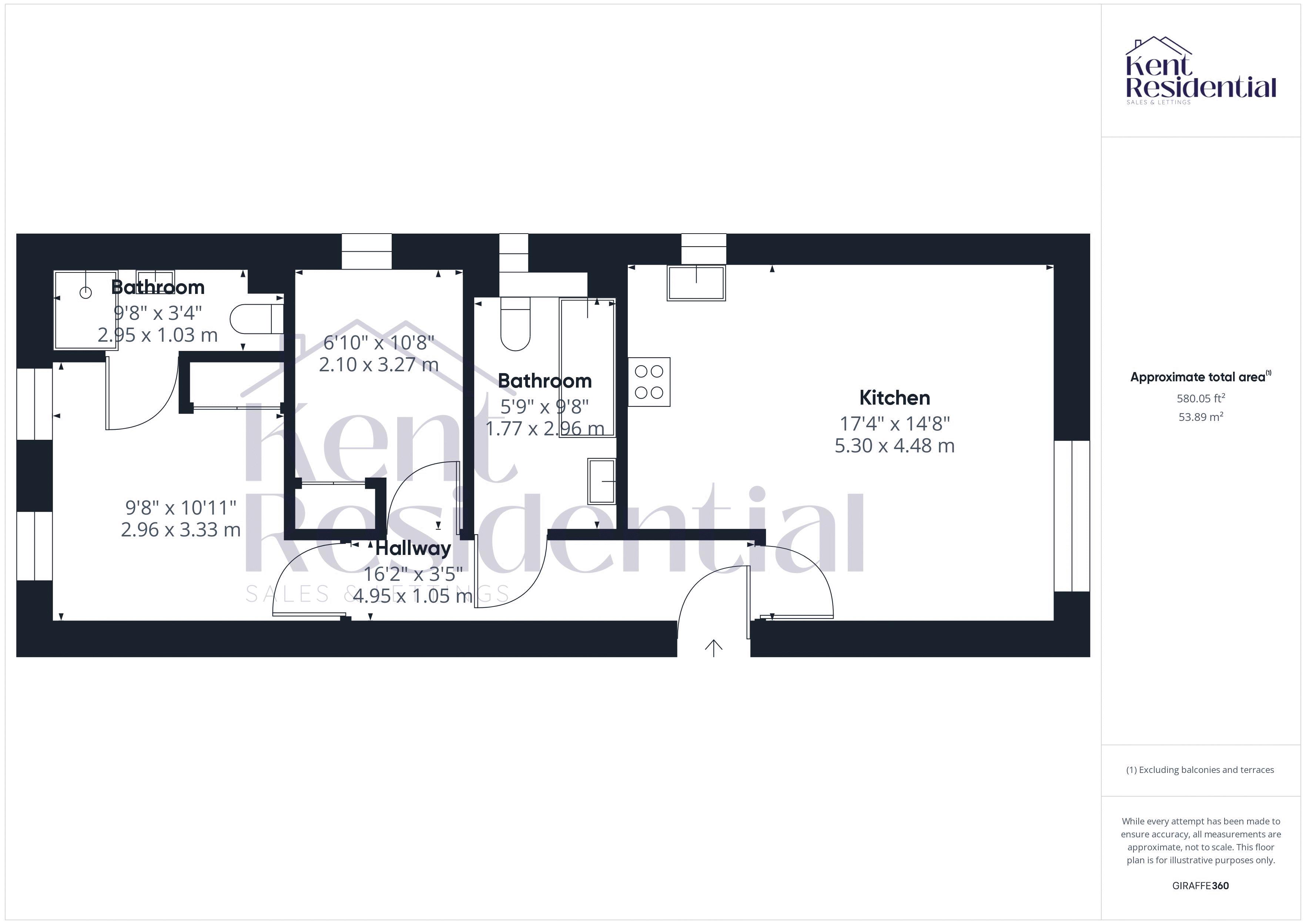 2 bed flat to rent in London Road, Maidstone - Property floorplan