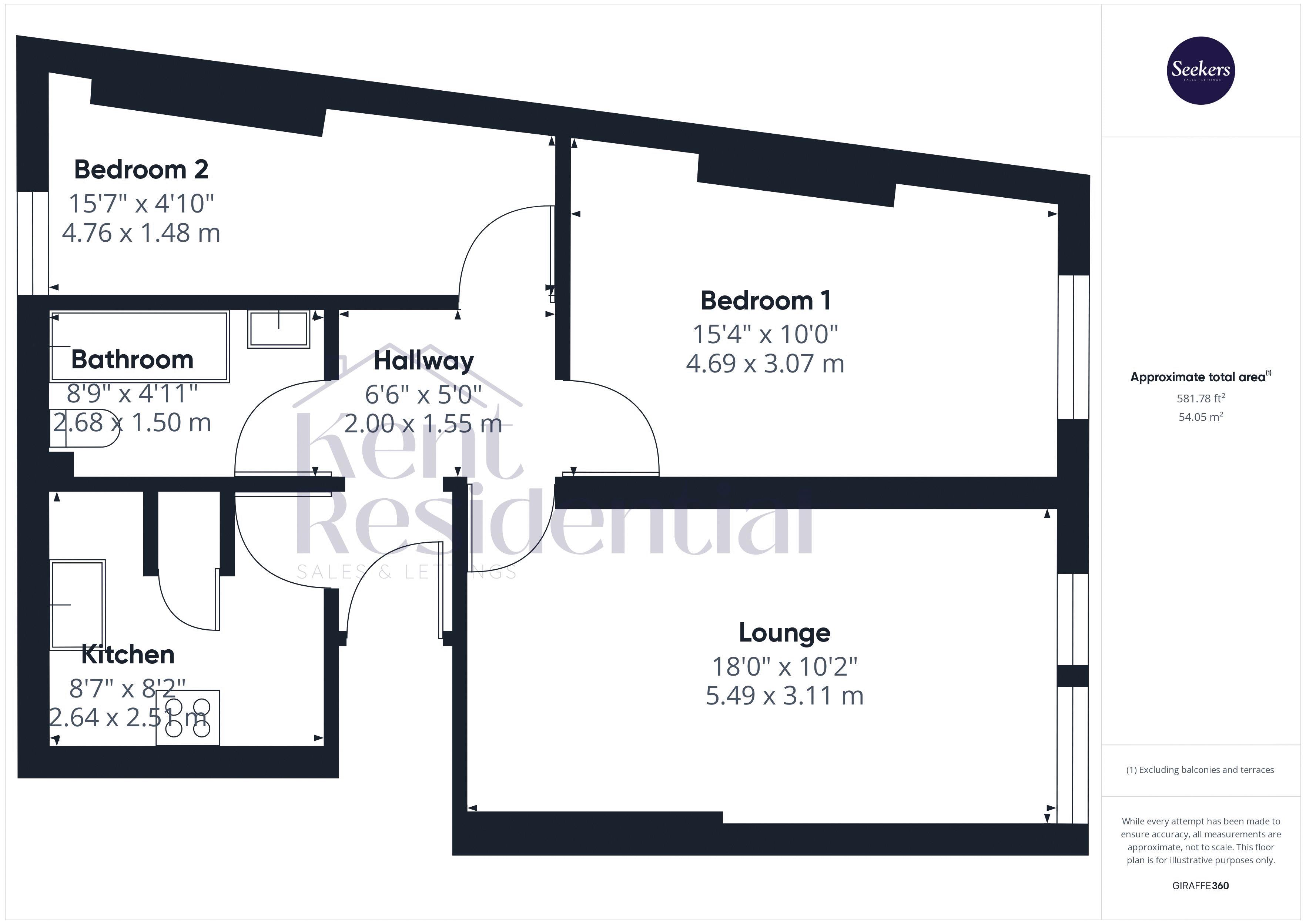 2 bed flat to rent in Mill Court, Maidstone - Property floorplan
