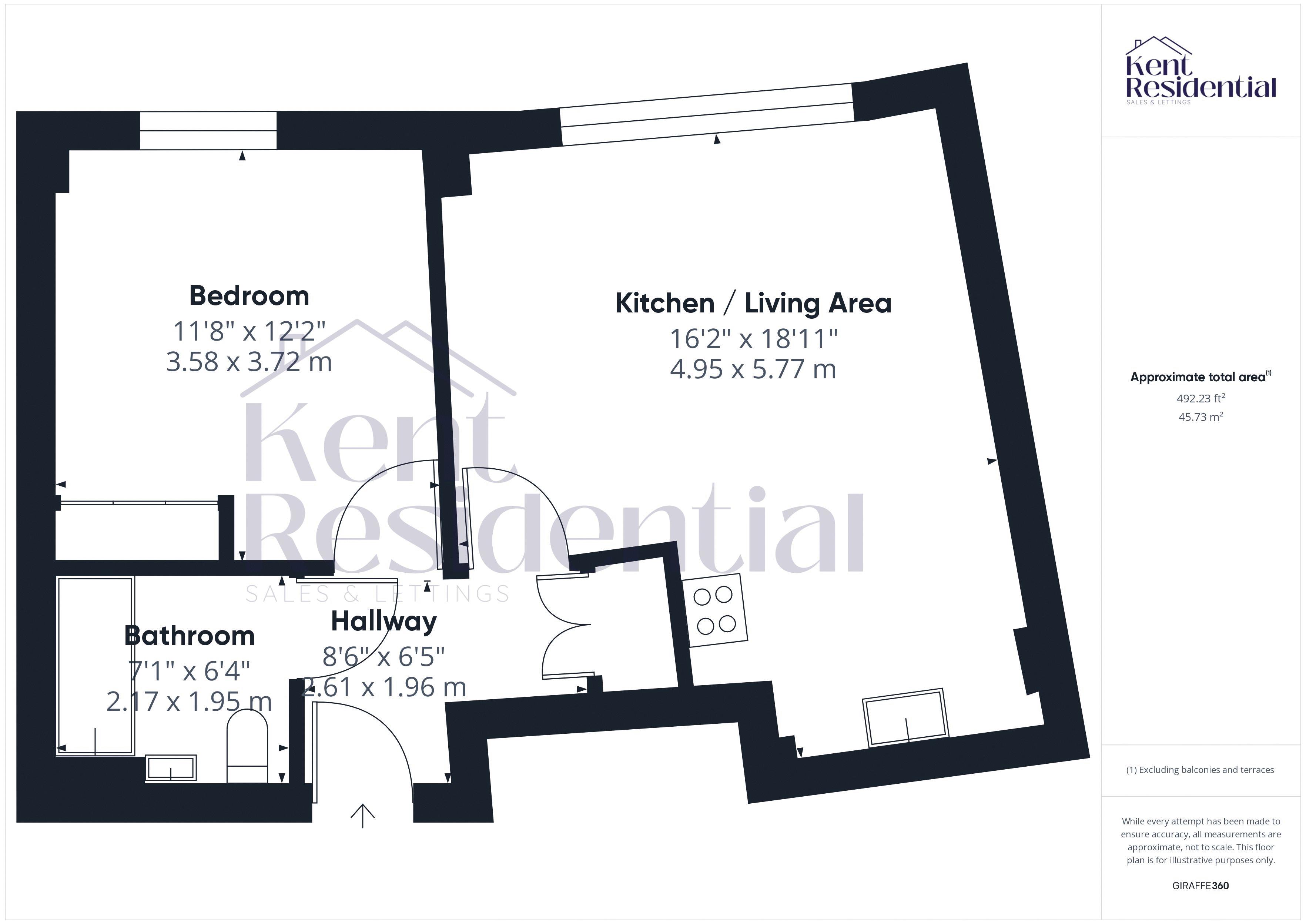 1 bed flat to rent in Sandling Lane, Maidstone - Property floorplan
