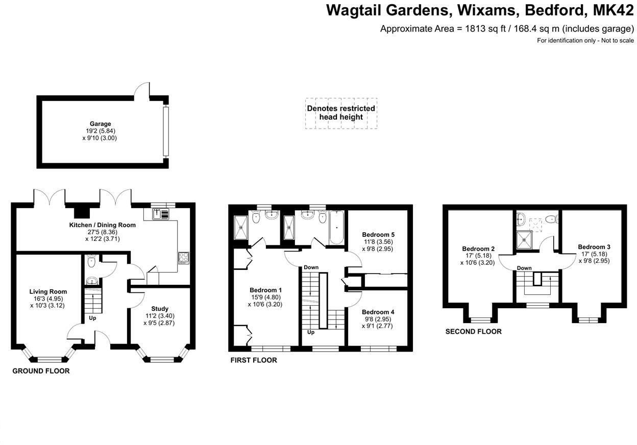 5 bed detached house for sale in Wagtail Gardens, Bedford - Property floorplan