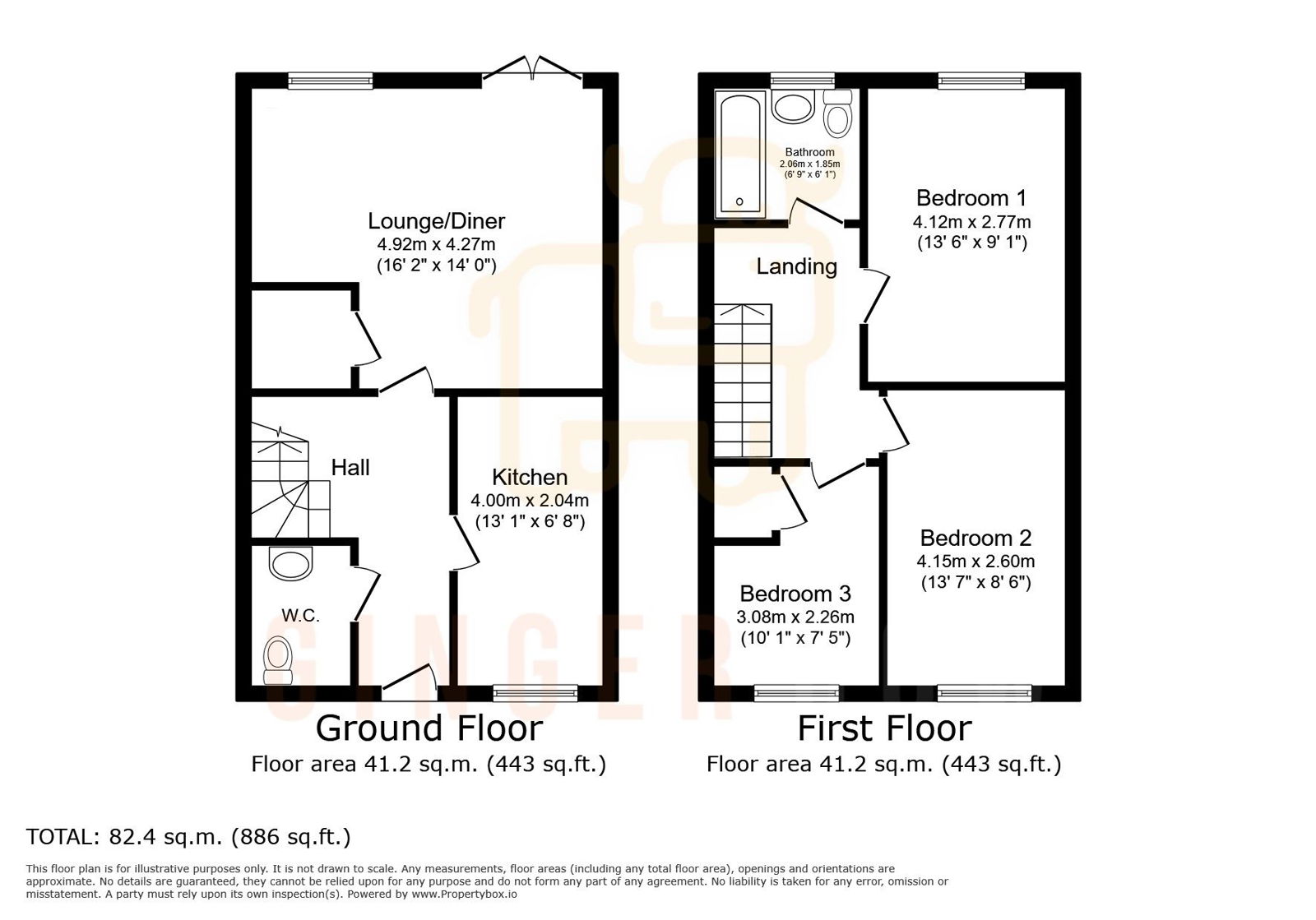 3 bed semi-detached house for sale in Four Acre Drive, Bedford - Property floorplan