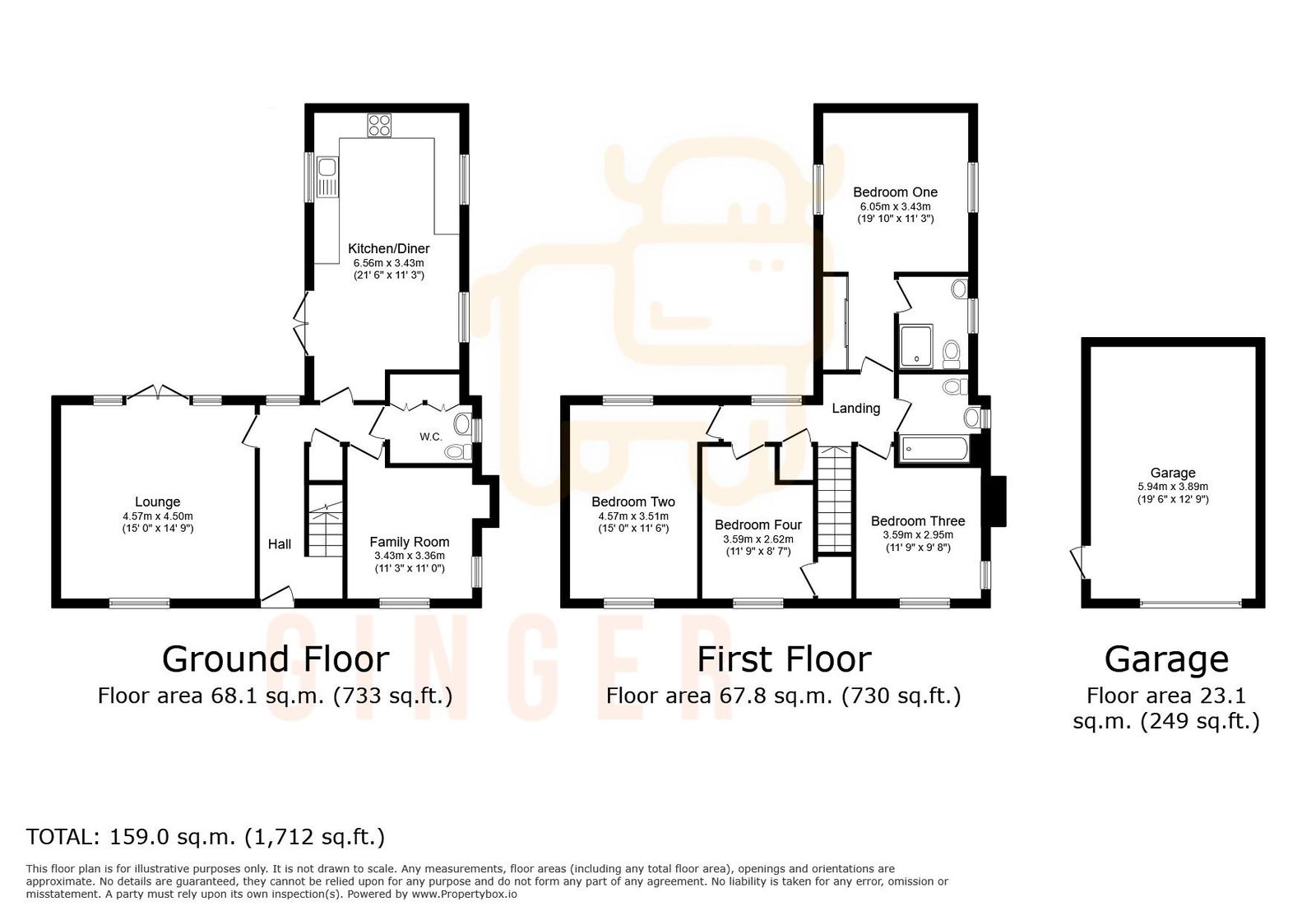 4 bed detached house for sale in Swift Way, Bedford - Property floorplan