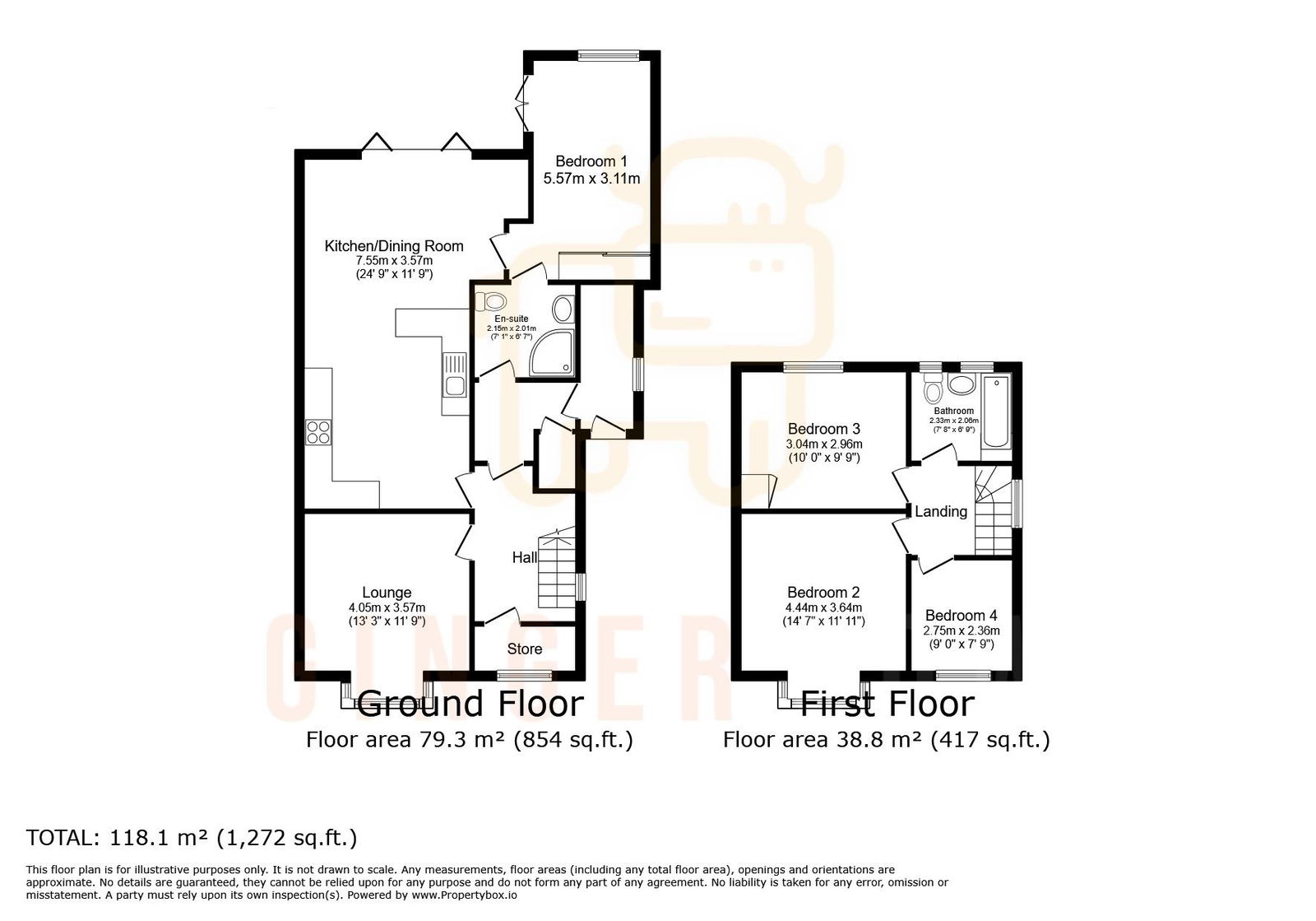 4 bed semi-detached house for sale in Wood Lane, Bedford - Property floorplan