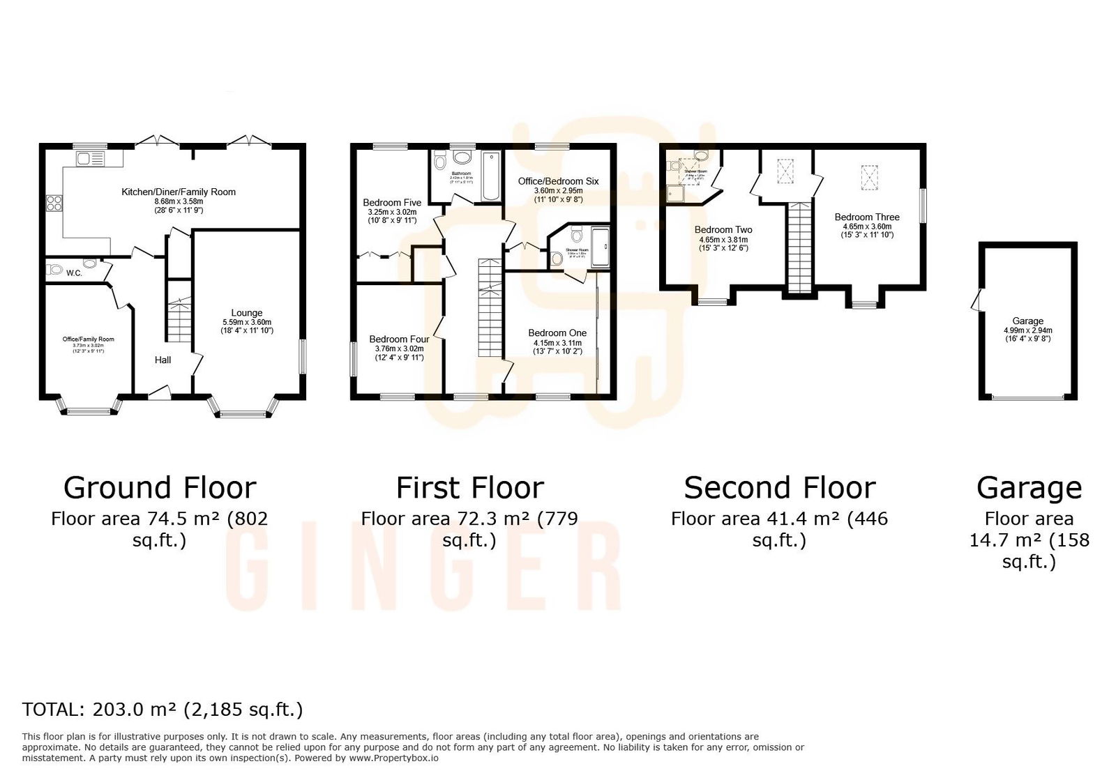 6 bed detached house for sale in Swift Way, Bedford - Property floorplan