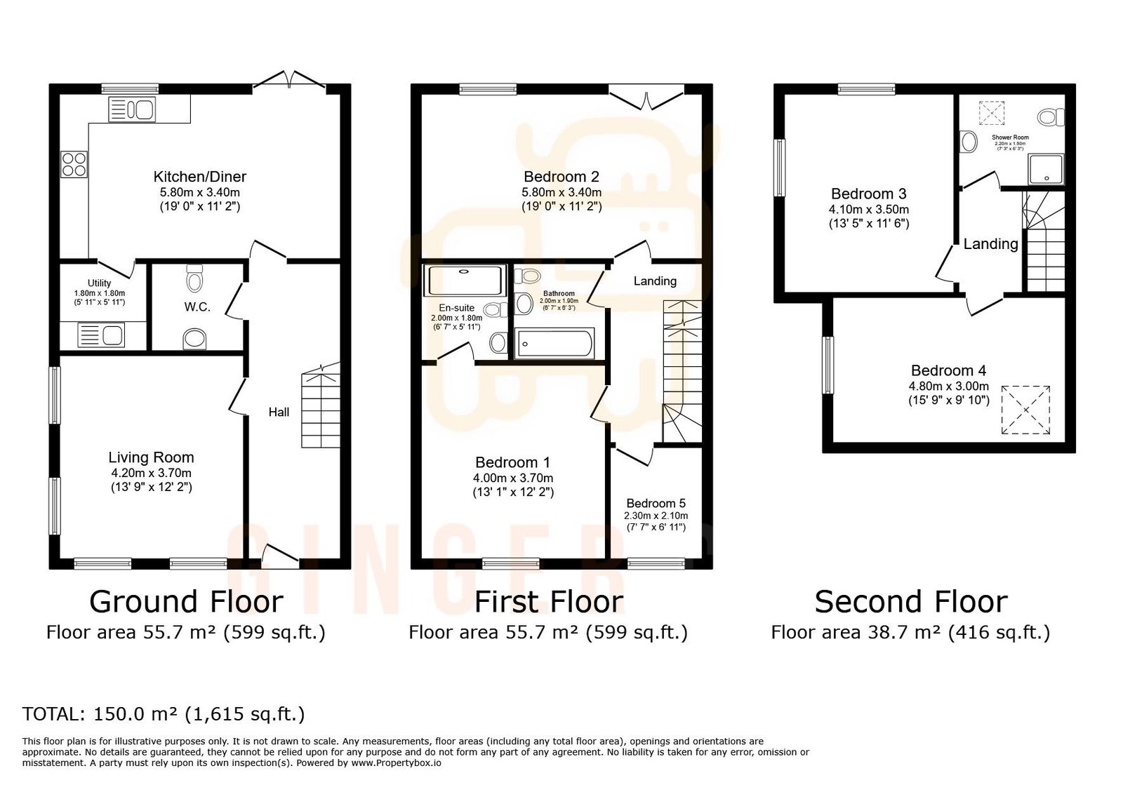 5 bed semi-detached house for sale in Kingfisher Road, Bedford - Property floorplan