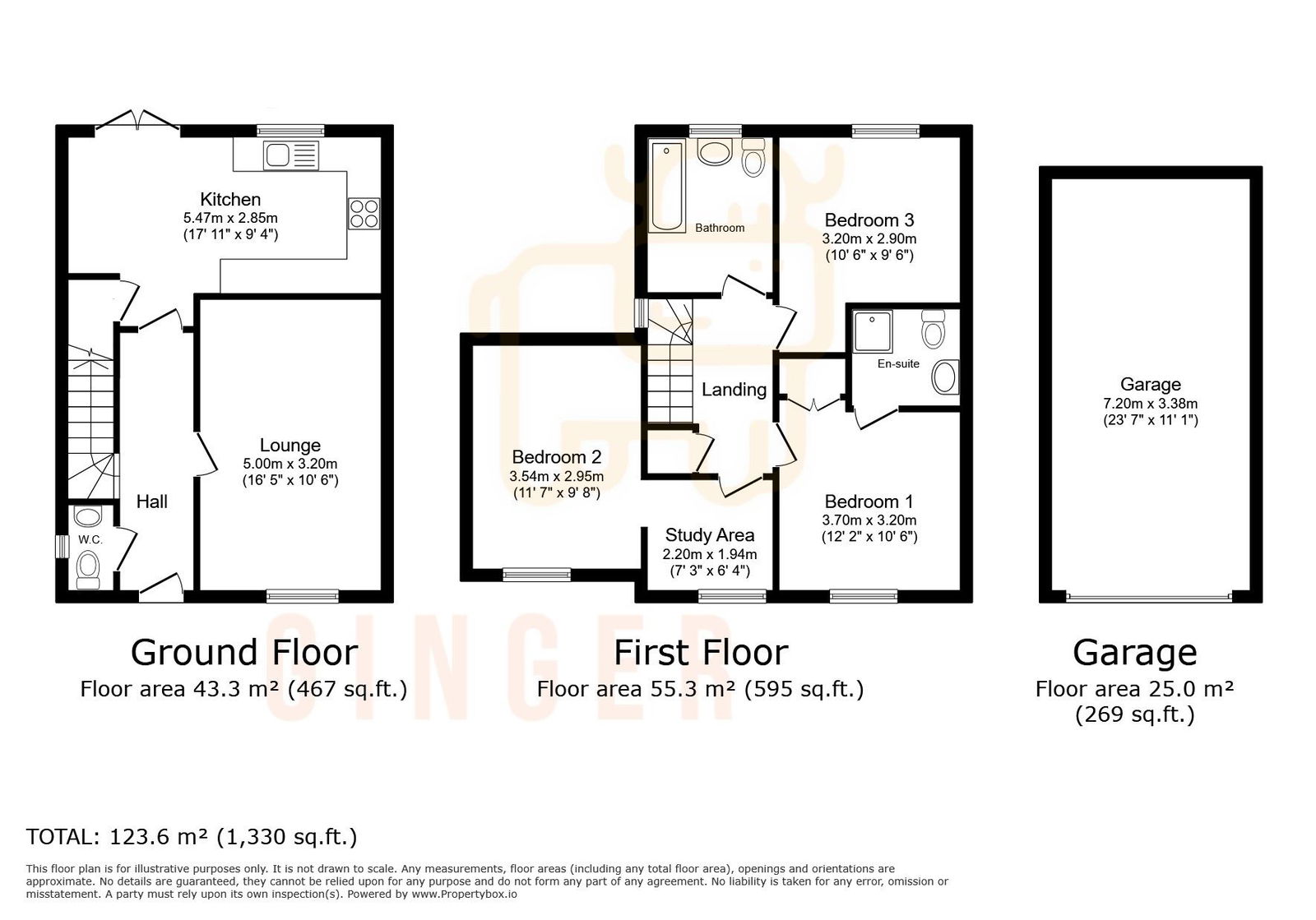 3 bed link detached house for sale in Robinson Avenue, Houghton Conquest - Property floorplan