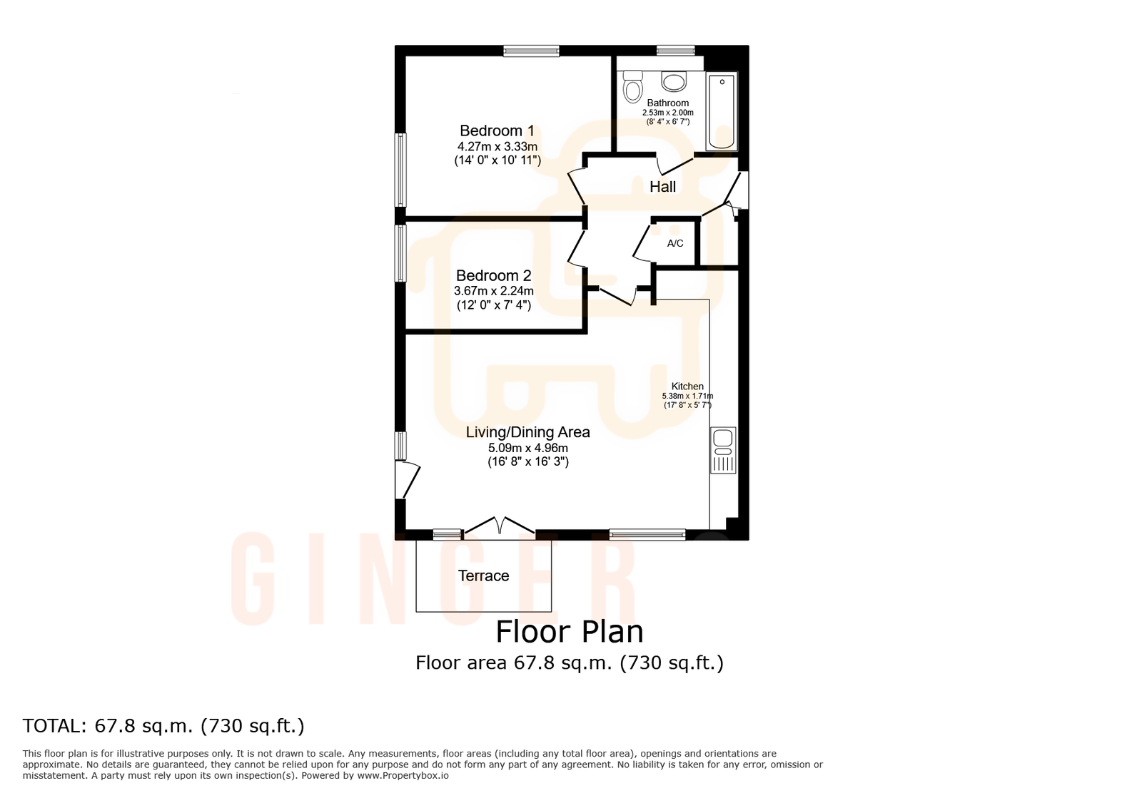 2 bed flat for sale in Meadow Road, Bedford - Property floorplan