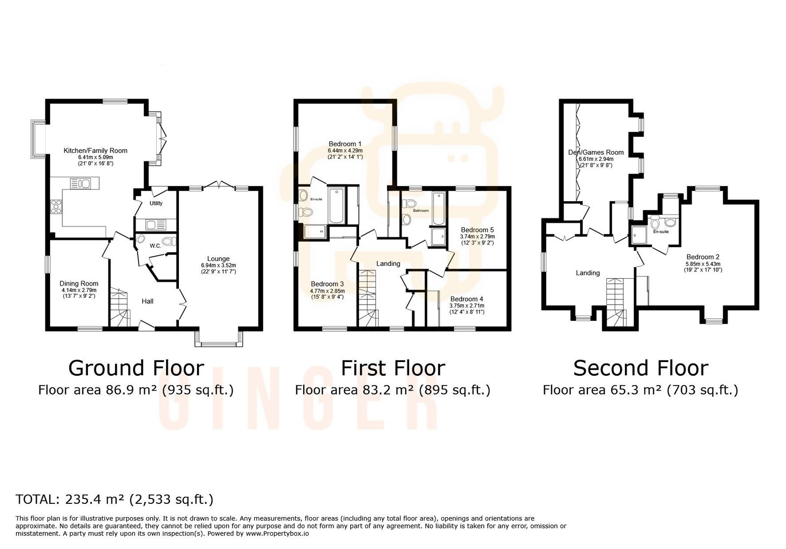 6 bed detached house for sale in Cygnet Close, Bedford - Property floorplan