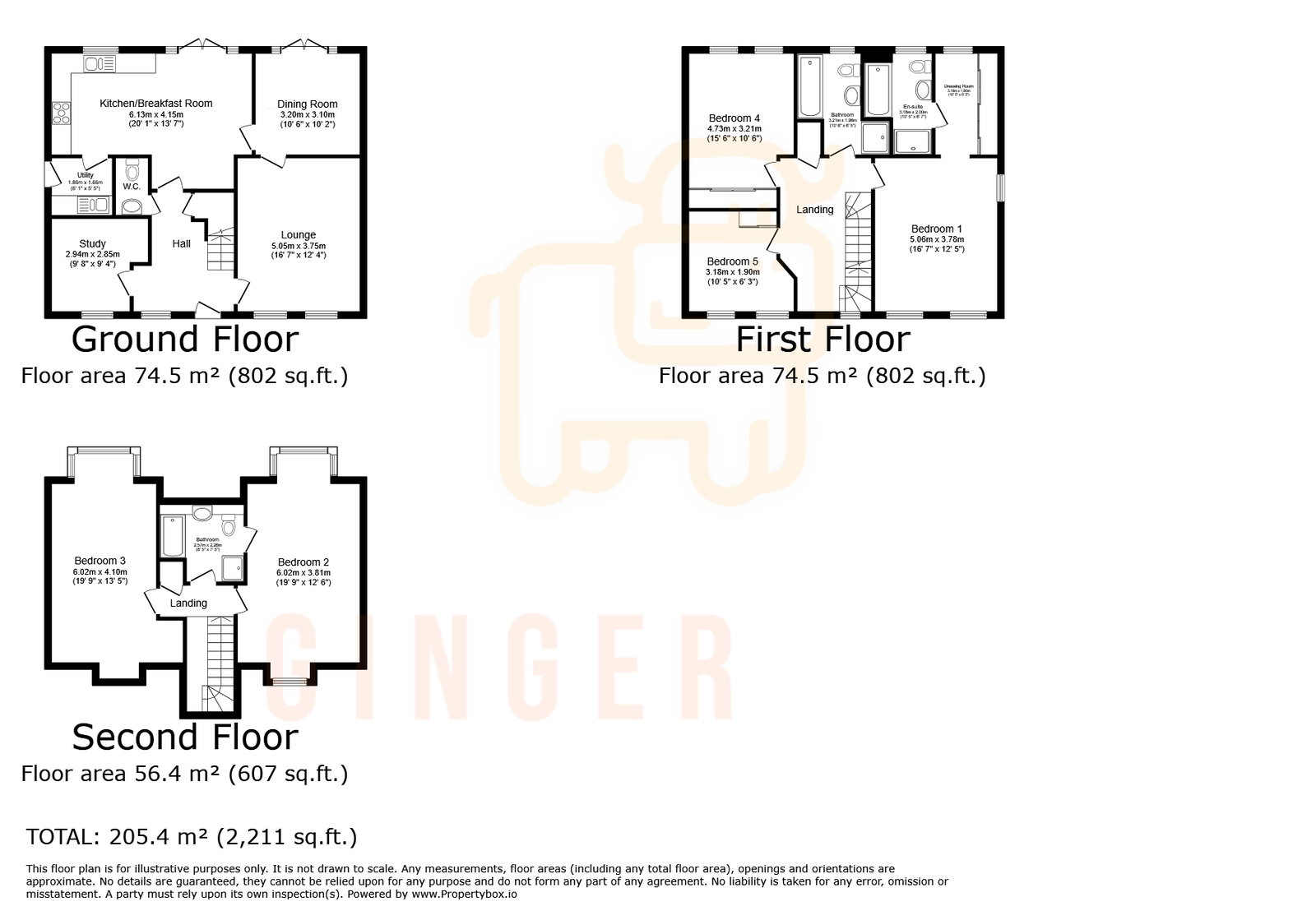 5 bed detached house for sale in Blackbird Close, Bedford - Property floorplan