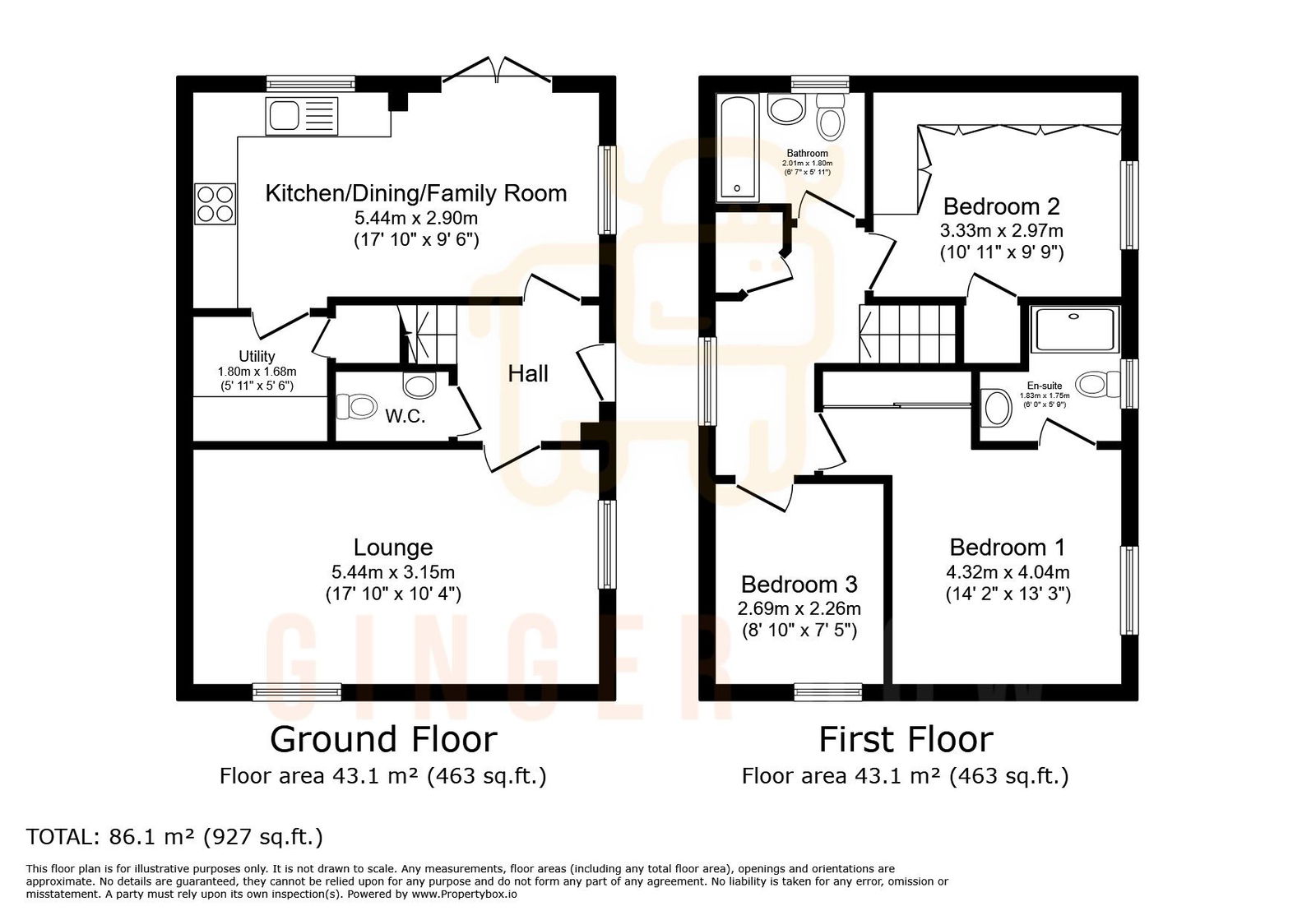 3 bed detached house for sale in Thorne Close, Bedford - Property floorplan