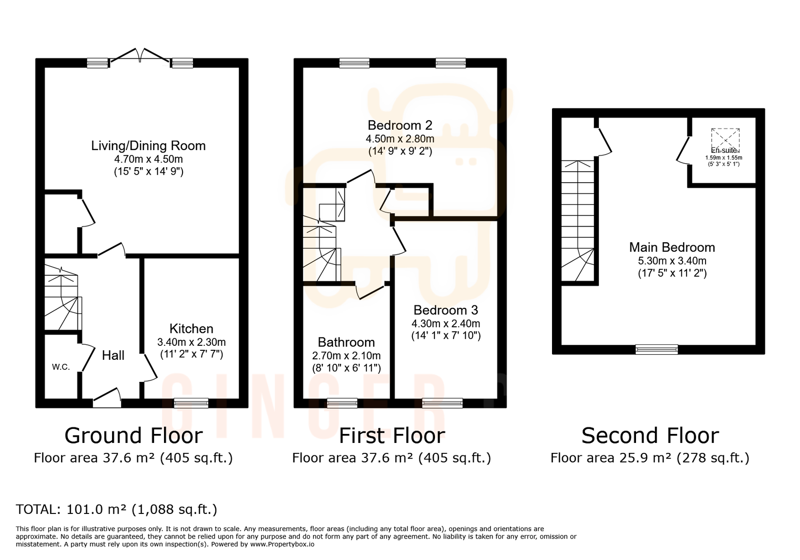 3 bed semi-detached house for sale in Fieldfare View, Bedford - Property floorplan