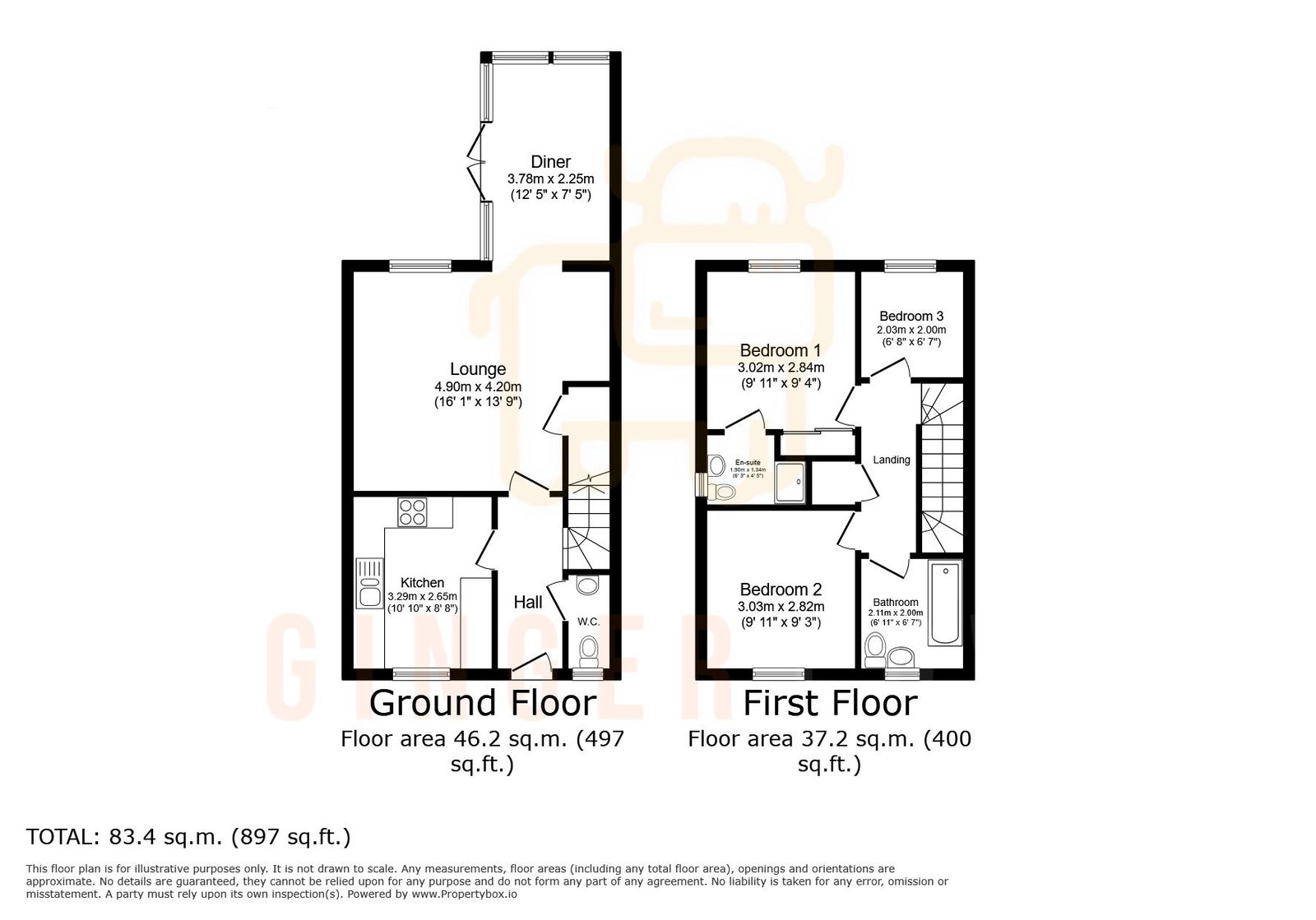 3 bed semi-detached house for sale in Ladybird Way, Bedford - Property floorplan