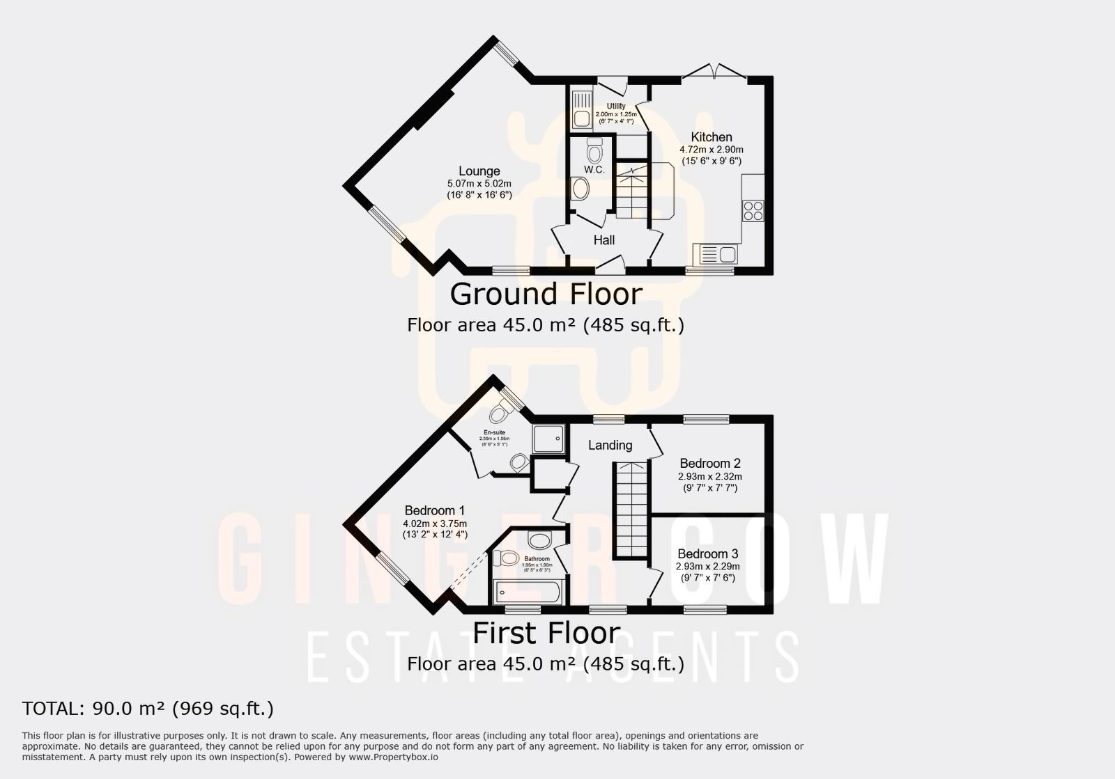 3 bed semi-detached house for sale in Oatlands Drive, Bedford - Property floorplan