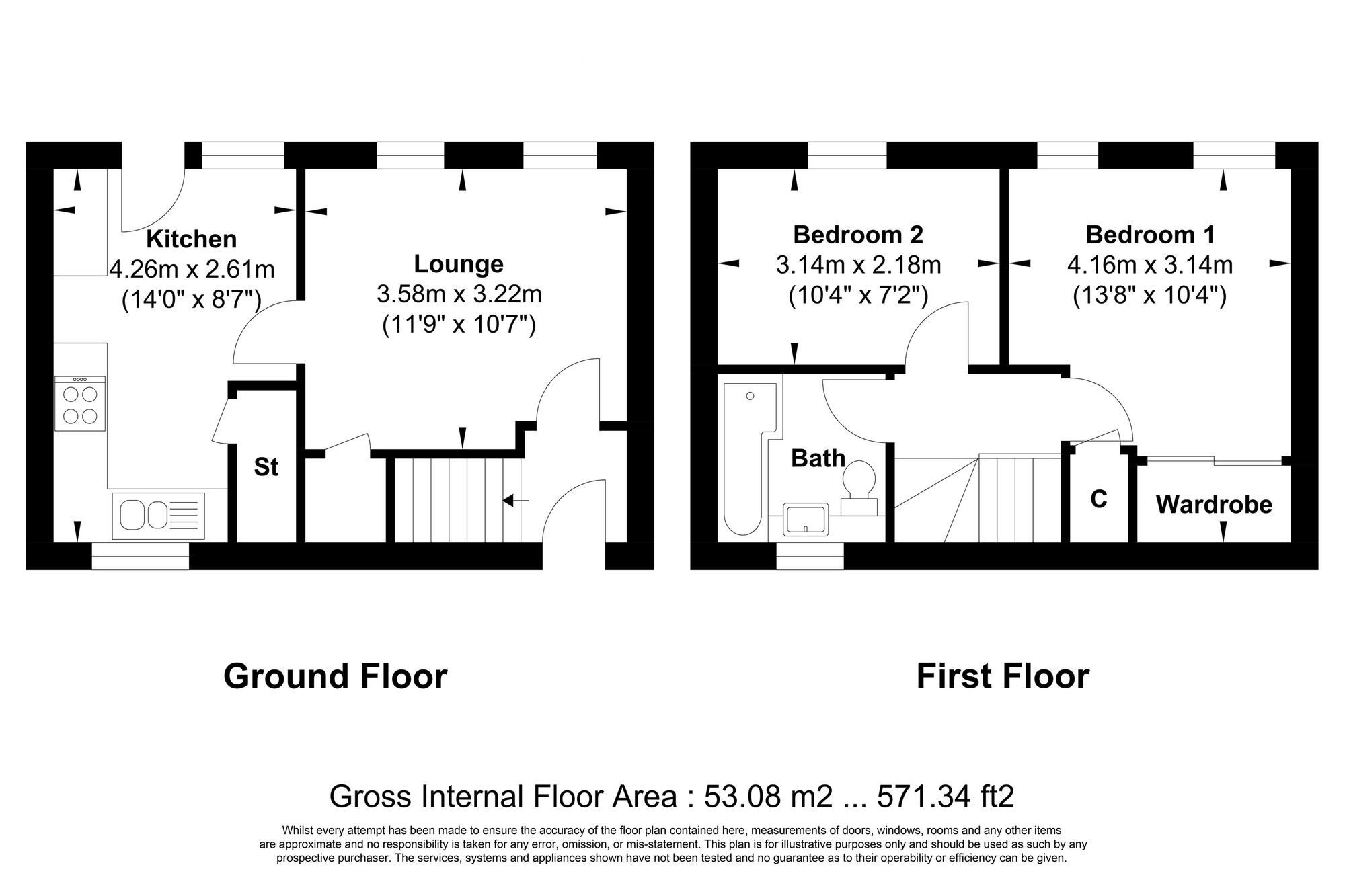 2 bed end of terrace house for sale in Church Side Close, Halifax - Property floorplan