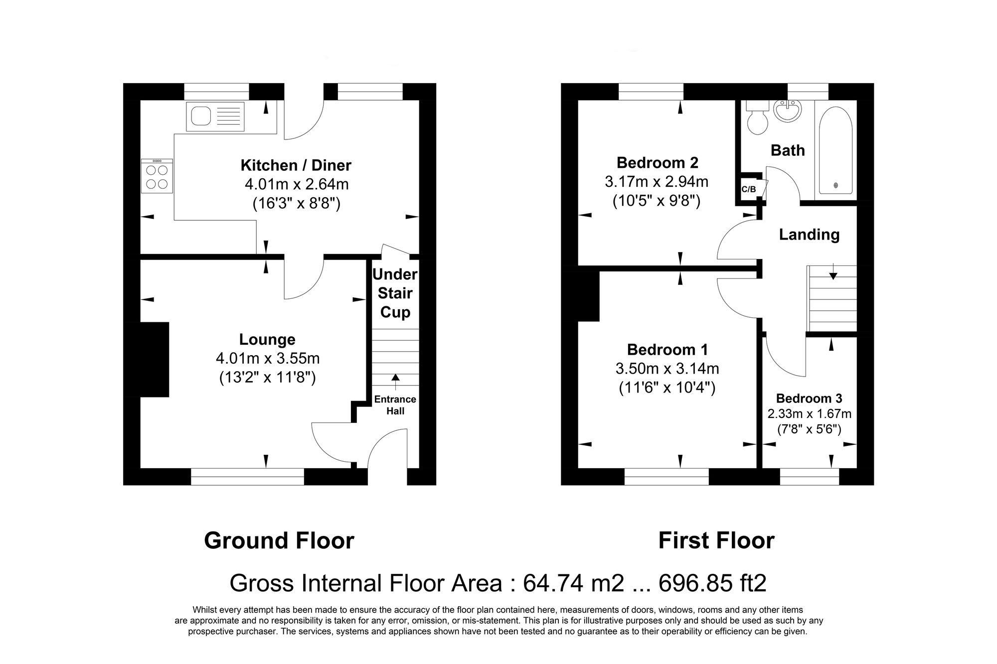 3 bed house for sale in Willowfield Road, Halifax - Property floorplan