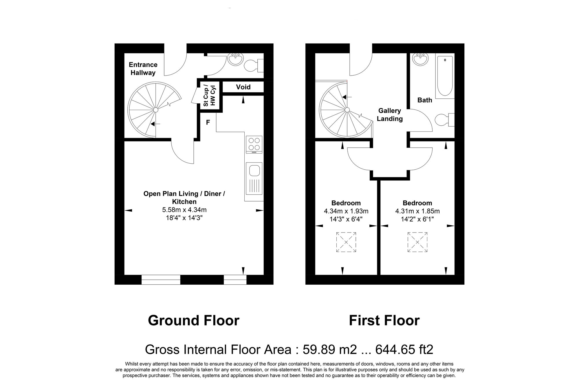 2 bed apartment for sale in Town Hall Street East, Halifax - Property floorplan