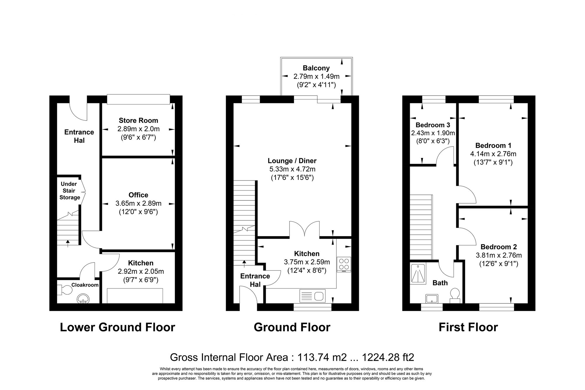 3 bed terraced house for sale in Aislaby Heights, Halifax - Property floorplan