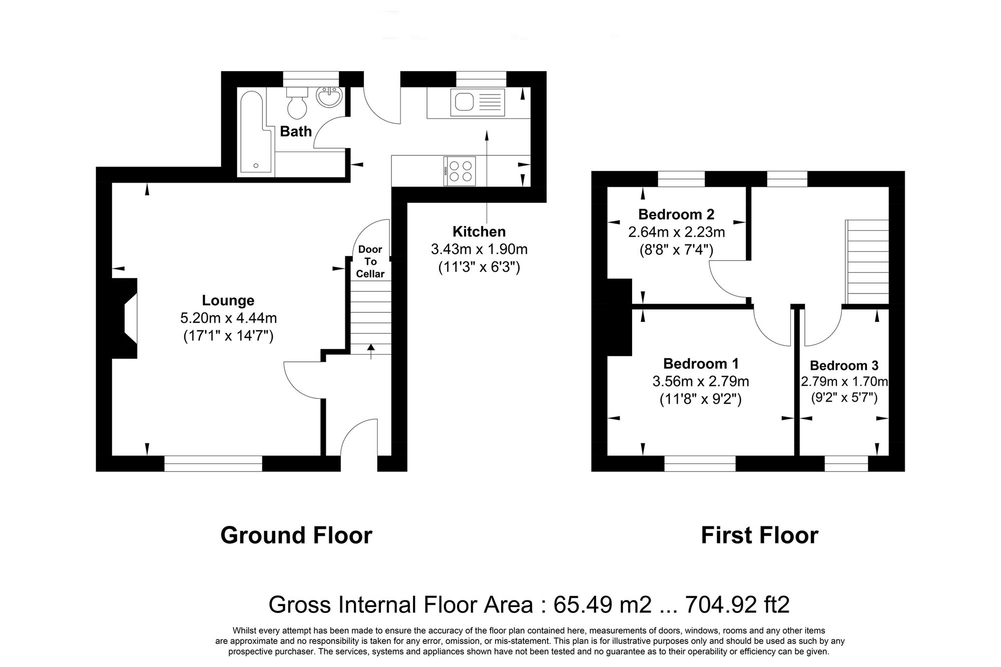 3 bed mid-terraced house for sale in Beech Street, Halifax - Property floorplan
