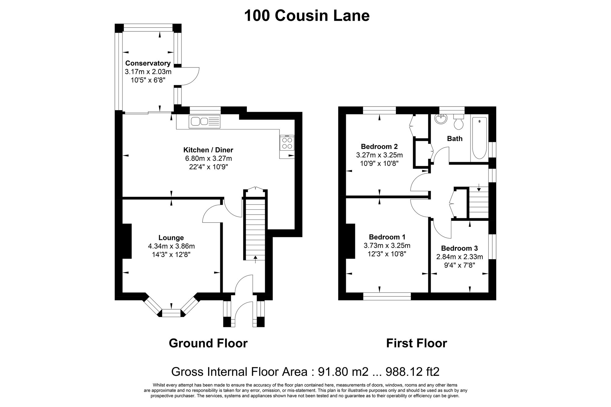 3 bed house for sale in Cousin Lane, Halifax - Property floorplan