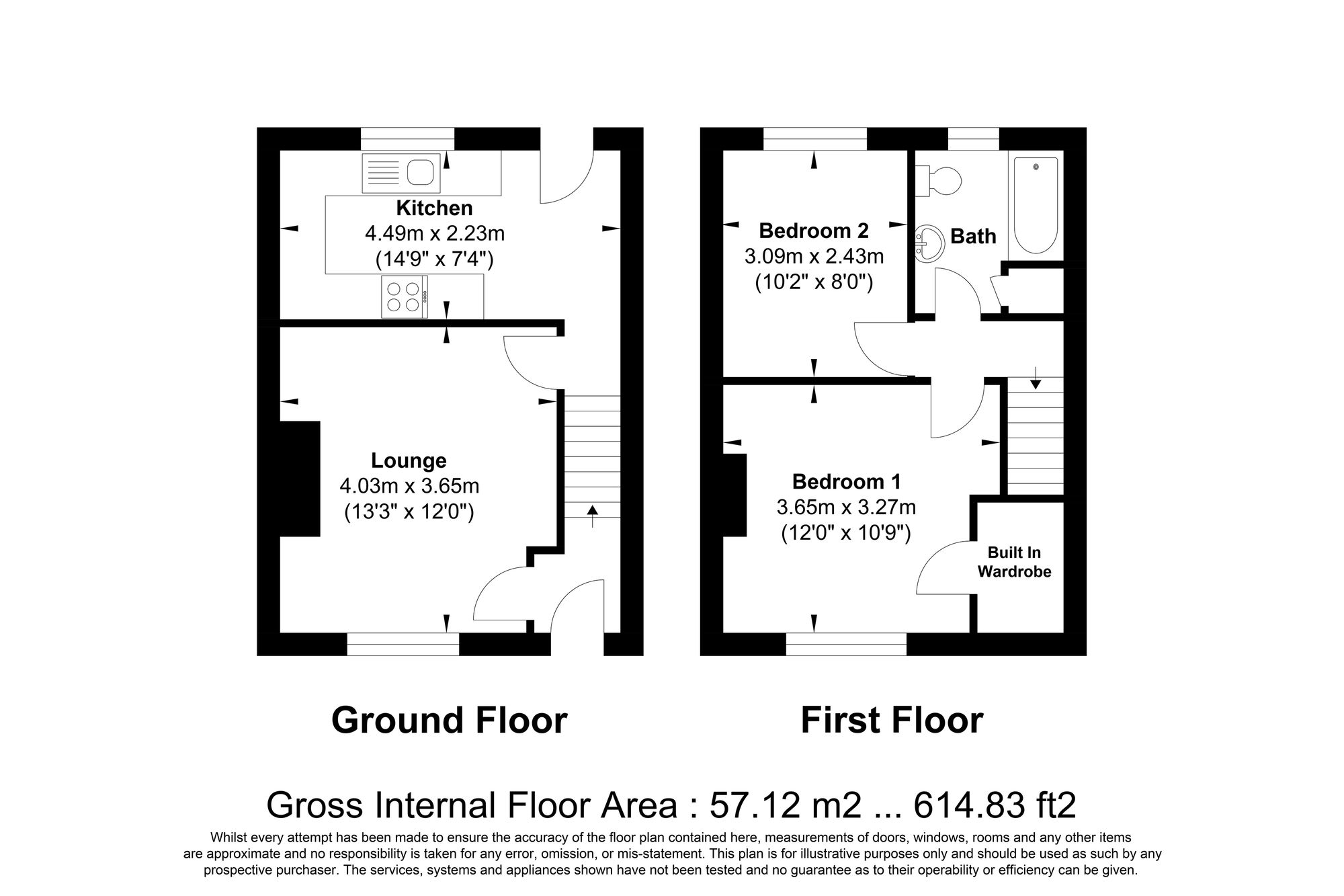 2 bed mid-terraced house for sale in Laurel Crescent, Halifax - Property floorplan