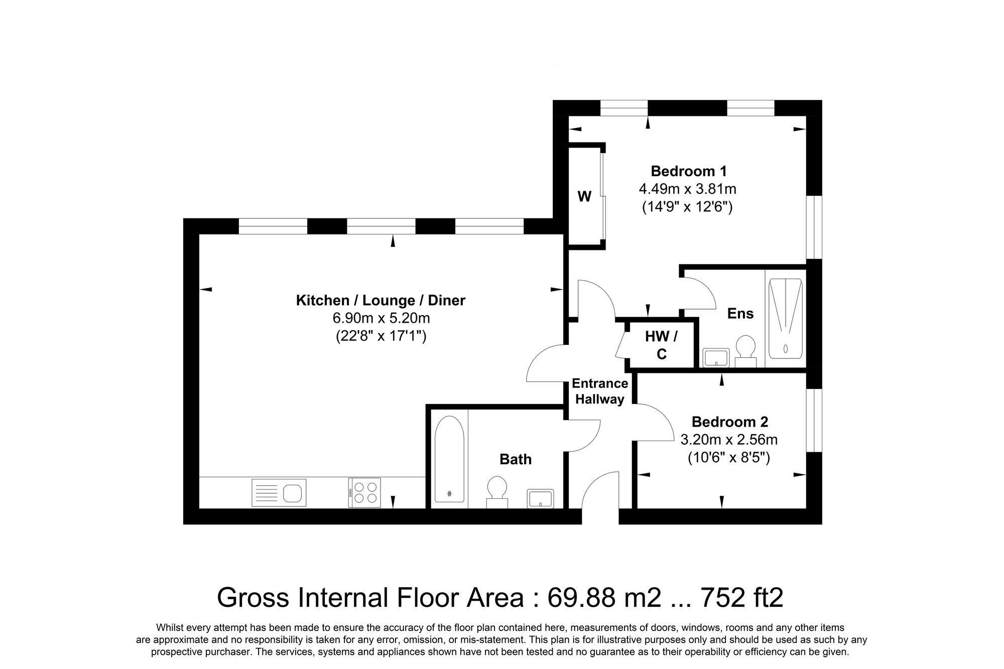 2 bed apartment for sale in Dean House Lane, Halifax - Property floorplan