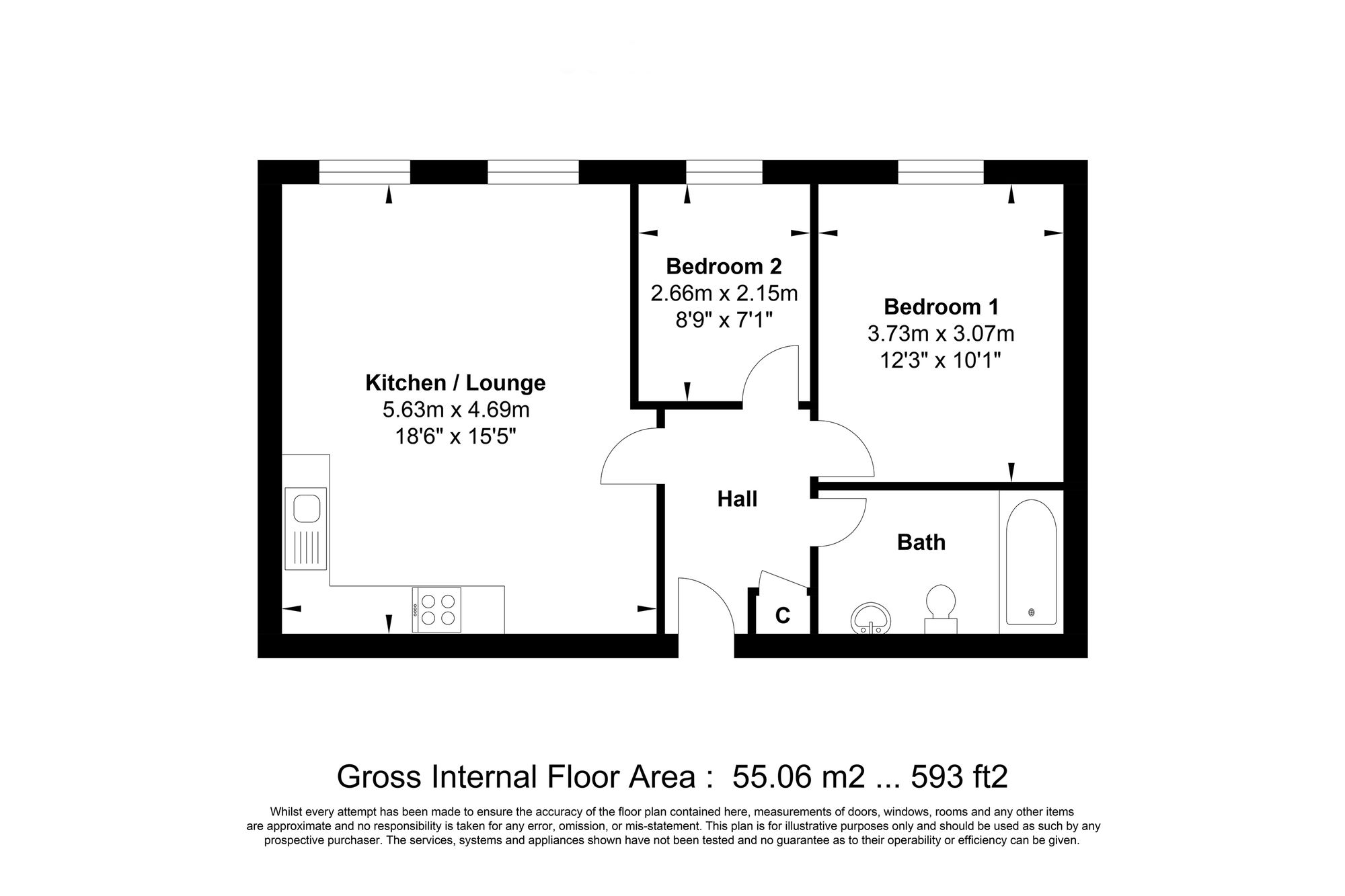 2 bed apartment for sale in Wharf Street, Sowerby Bridge - Property floorplan