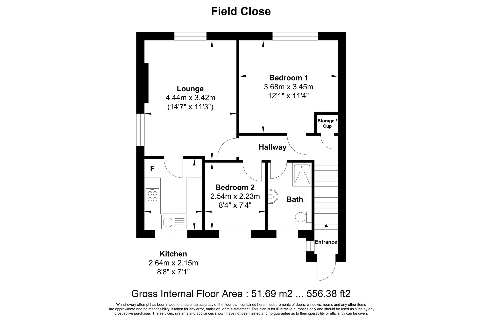 2 bed apartment for sale in Field Close, Halifax - Property floorplan