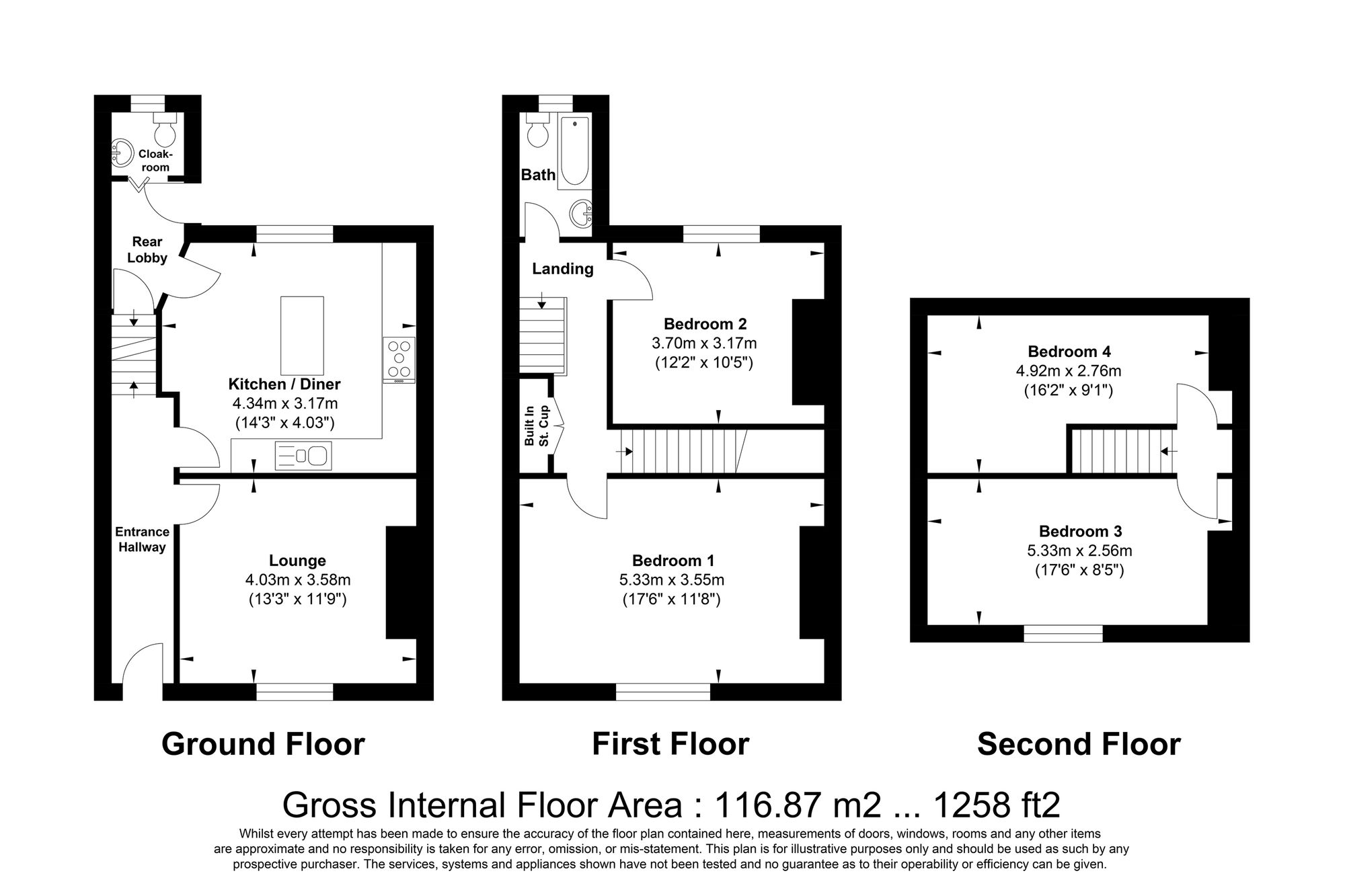 4 bed mid-terraced house for sale in Orion Place, Sowerby Bridge - Property floorplan