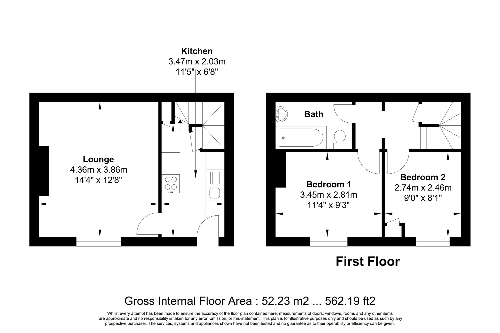 2 bed mid-terraced house for sale in Crossley Terrace South, Halifax - Property floorplan
