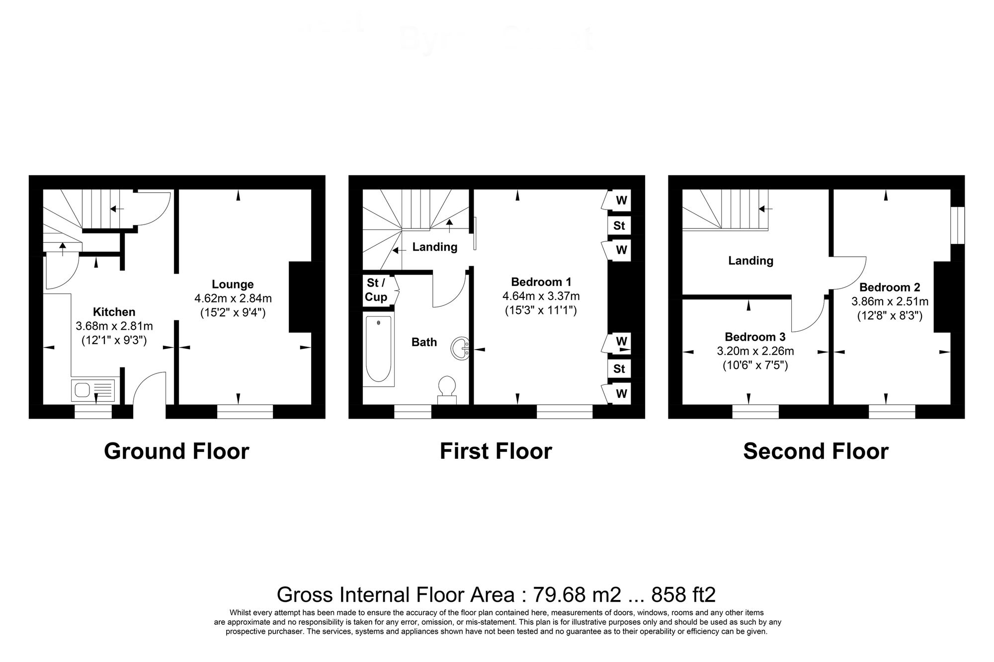 3 bed end of terrace house for sale in Byron Street, Halifax - Property floorplan