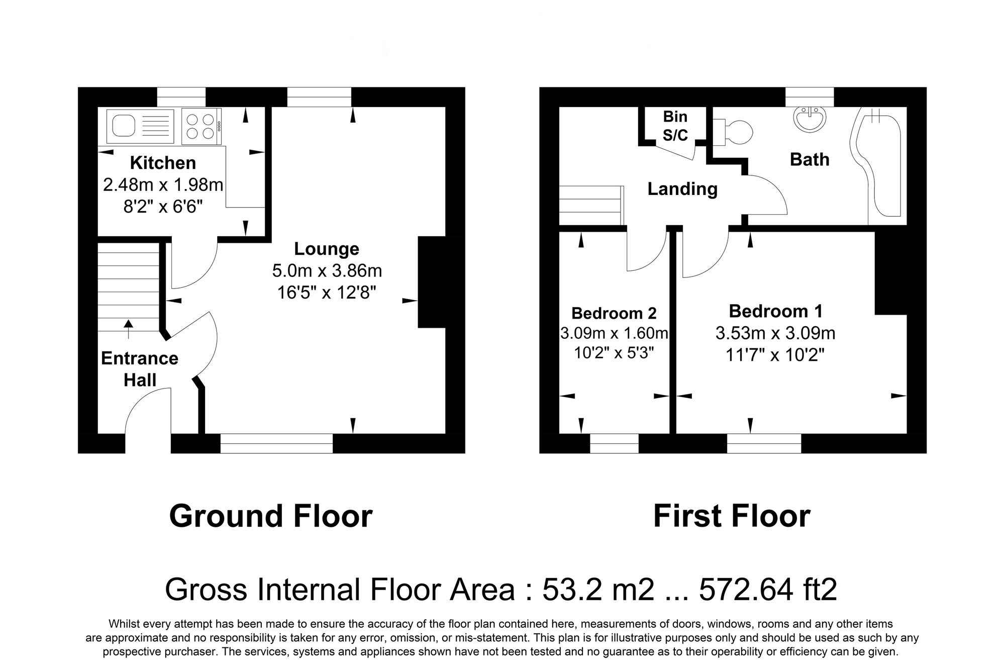 2 bed end of terrace house for sale in Spindle Street, Halifax - Property floorplan