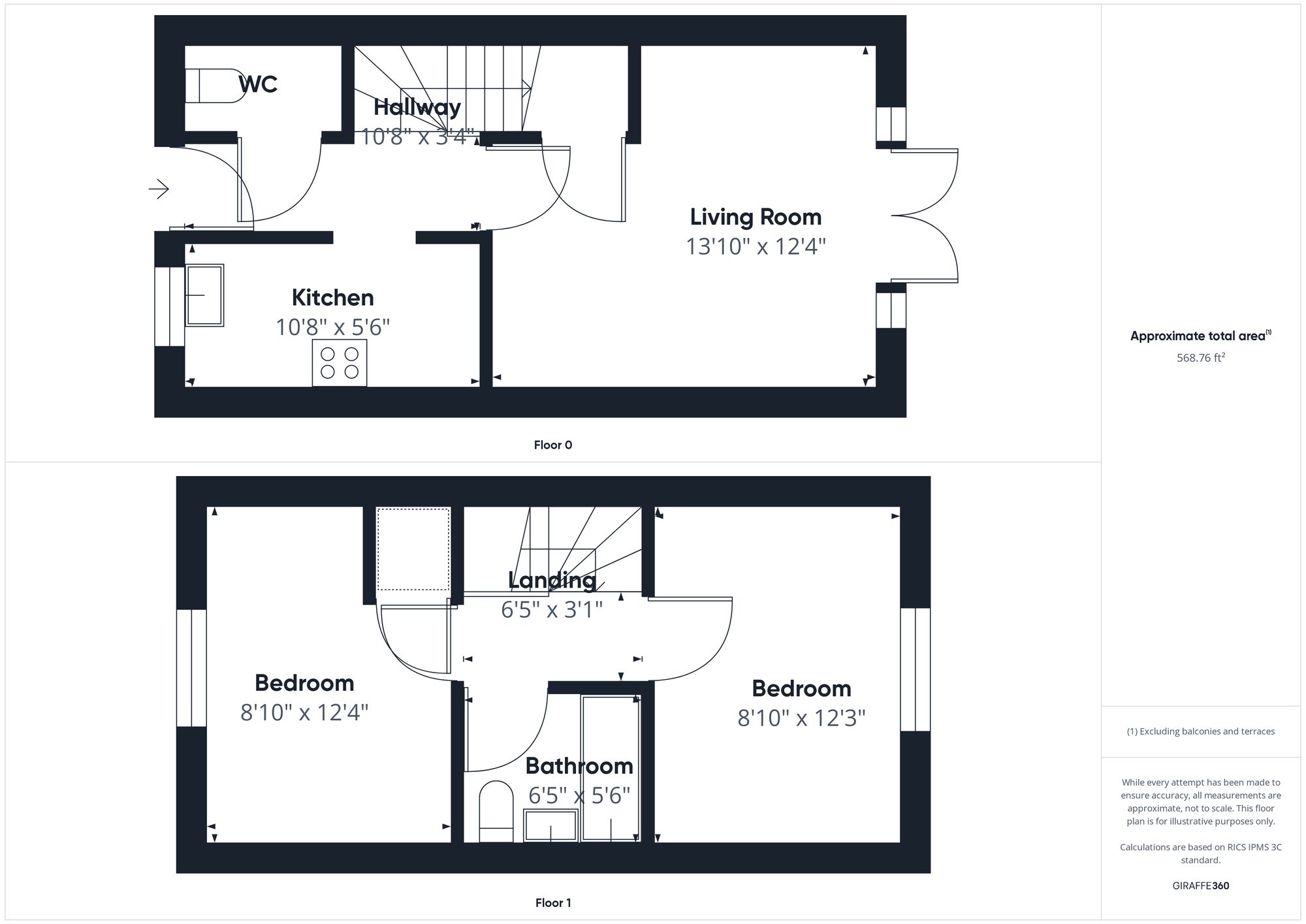 2 bed mid-terraced house for sale in Foxhills Way, Brackley - Property floorplan